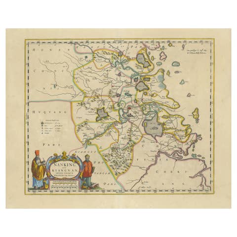Original 17th-Century Antique Map of Nanjing Province, China – by Blaeu