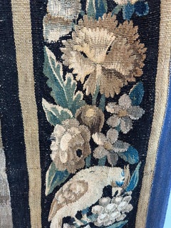 Original 17th Century Flemish "King David" Wool and Silk Tapestry, Green, Blue