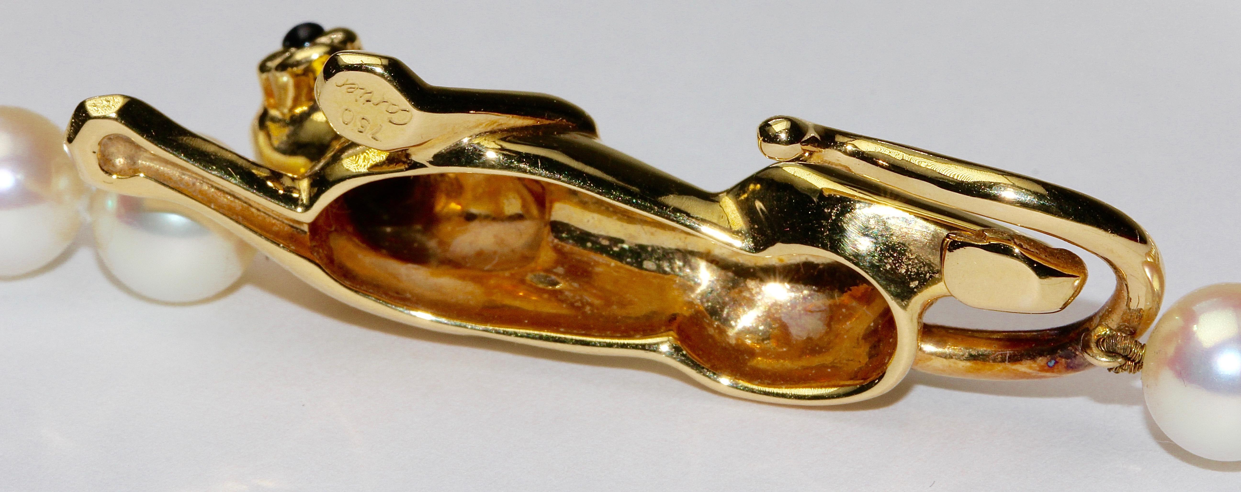 Original 18 Karat Gold Cartier Panthere Beaded Pearl Necklace 4