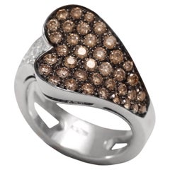 Original 18 kt. White Gold Ring Set with 1.63 ct. White & Cognac Diamonds