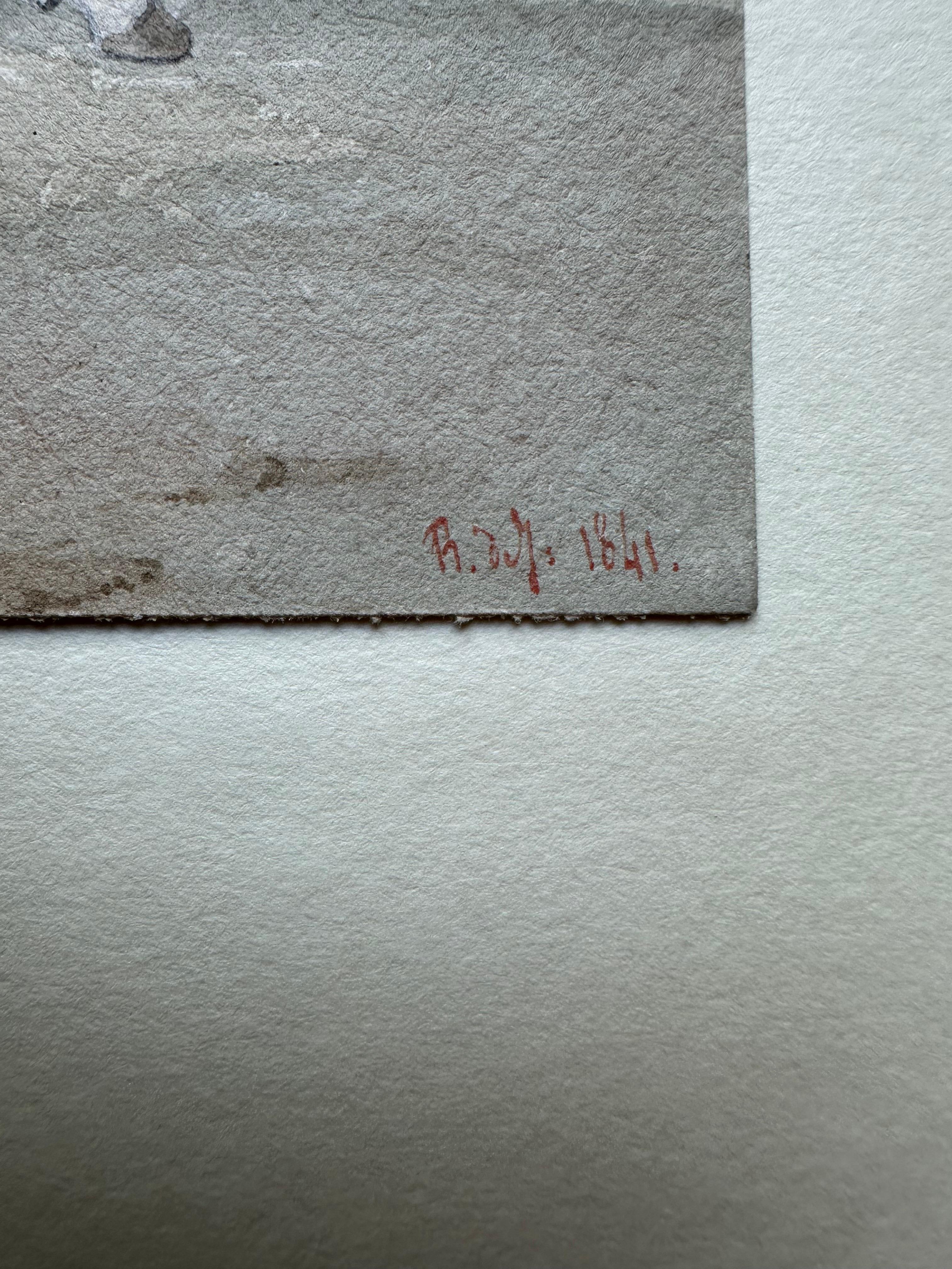 Originalaquarell eines Ritters zu Pferd von Rémy Eugène Julièn aus dem Jahr 1841 (Französisch) im Angebot