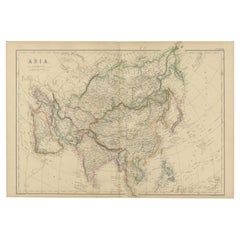 Carte originale d'Asie de 1859 de W.G. Atlas impérial de la géographie moderne de Blackie