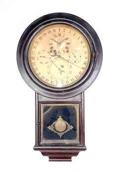 Original 1875 EN Welch Gale Drop 5 Dial 6 Hand Complication Calendar Wall Clock