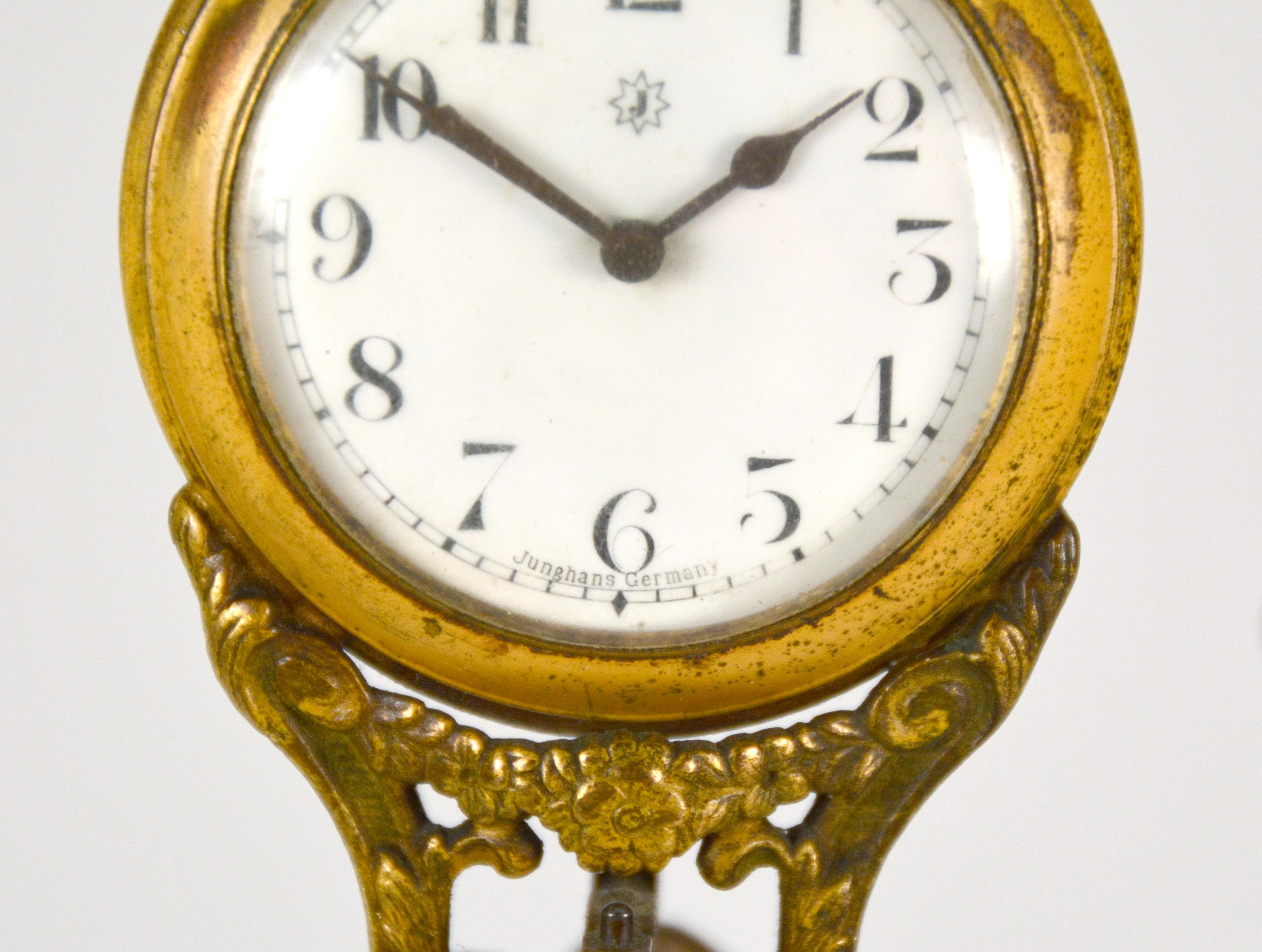 Original 1900 Antique German Junghans Diana Lady Statue 8 Day Swinging Clock For Sale 1