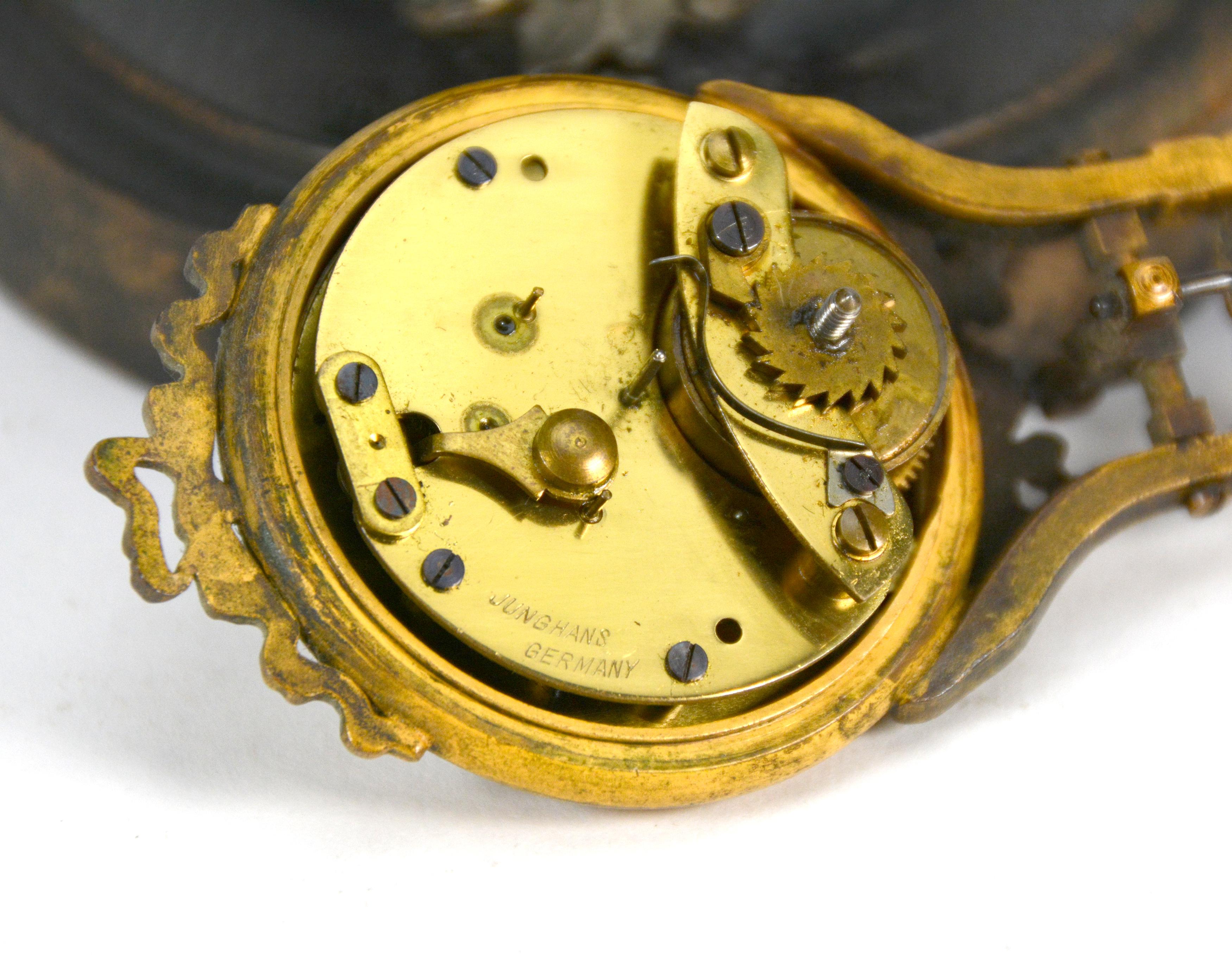 Original 1900 Antique German Junghans Diana Lady Statue 8 Day Swinging Clock For Sale 4