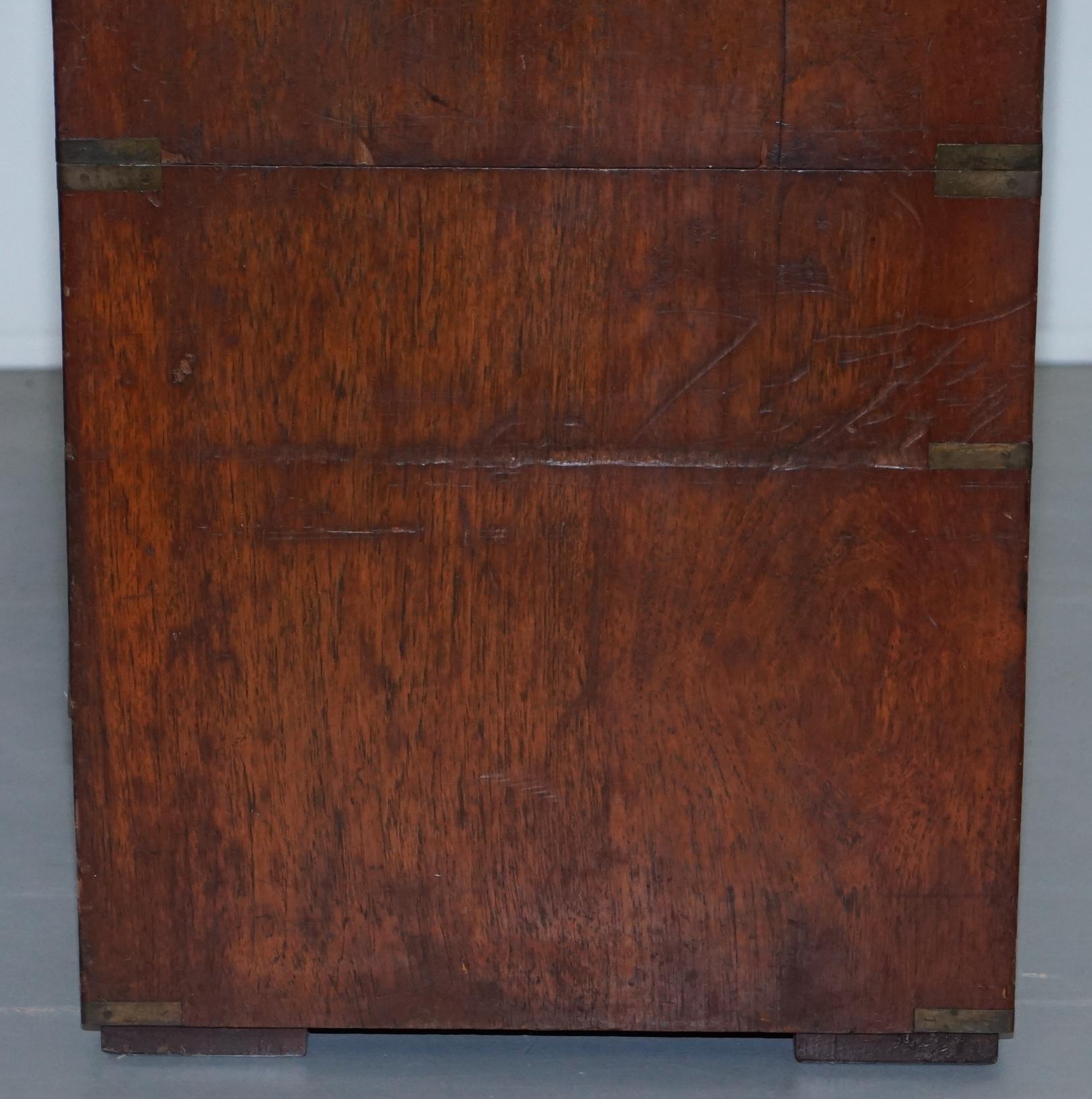 Original 1890 Army & Navy C.S.L Stamped Campaign Chest of Drawers Including Desk For Sale 1