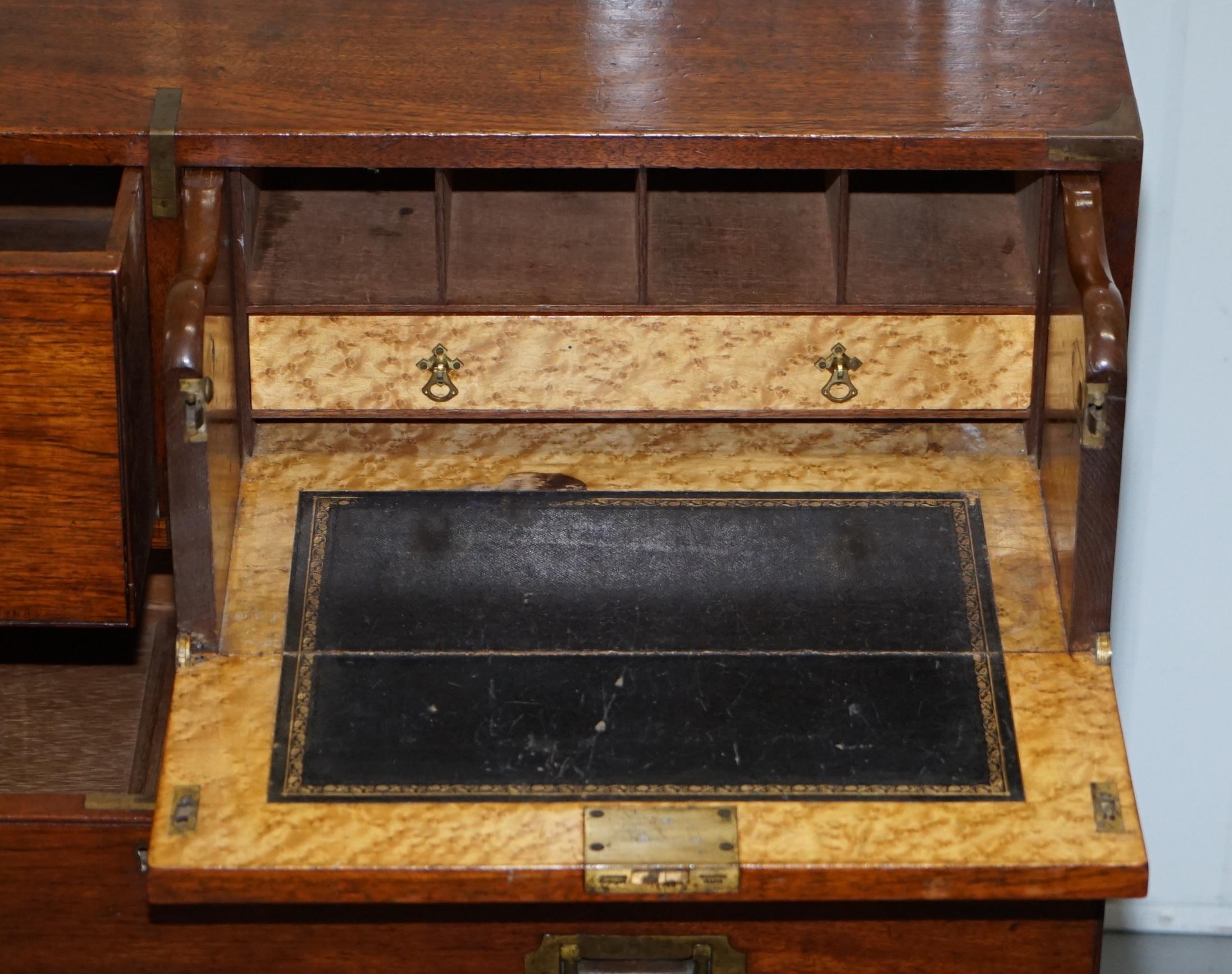 Original 1890 Army & Navy C.S.L Stamped Campaign Chest of Drawers Including Desk For Sale 4