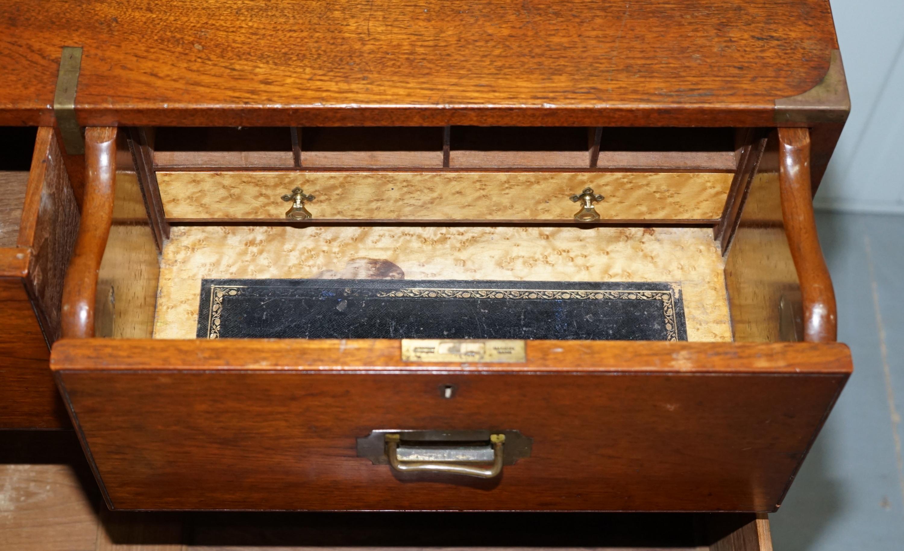 Original 1890 Army & Navy C.S.L Stamped Campaign Chest of Drawers Including Desk For Sale 8