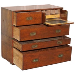 Original 1890 Army & Navy C.S.L Stamped Campaign Chest of Drawers Including Desk
