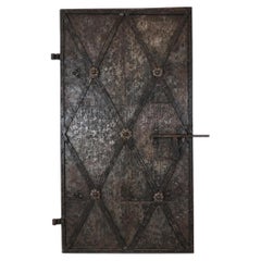 Original 18th Century Baroque Iron Door with Hand-Forged Hardware