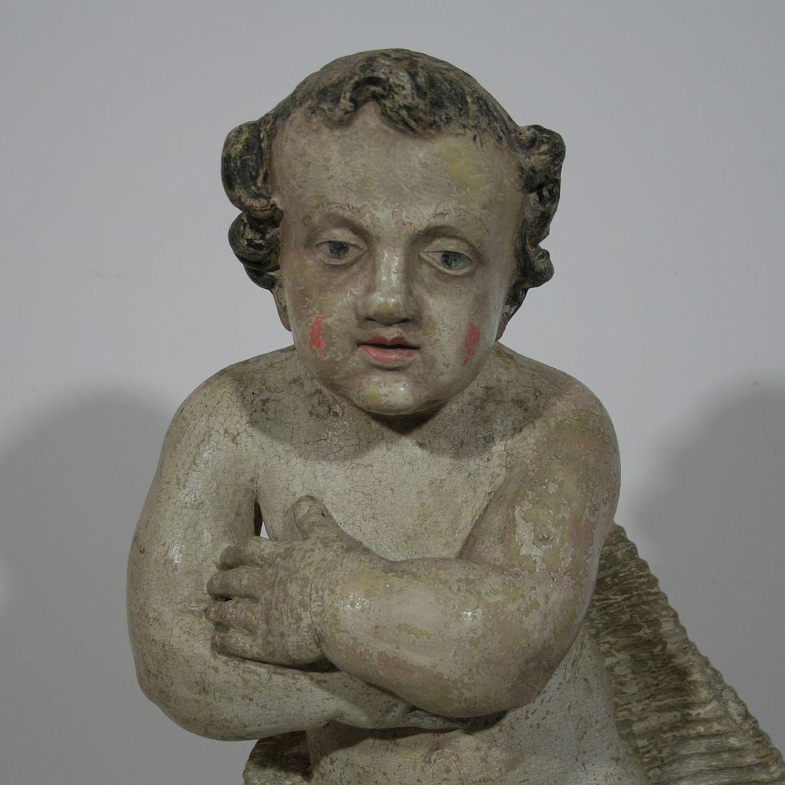 Original 18th Century, German Carved Wooden Baroque Angel 2