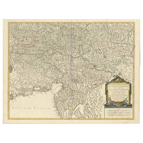 Original 18th-Century Map of Southern Austria, Carinthia, Carniola, and Styria