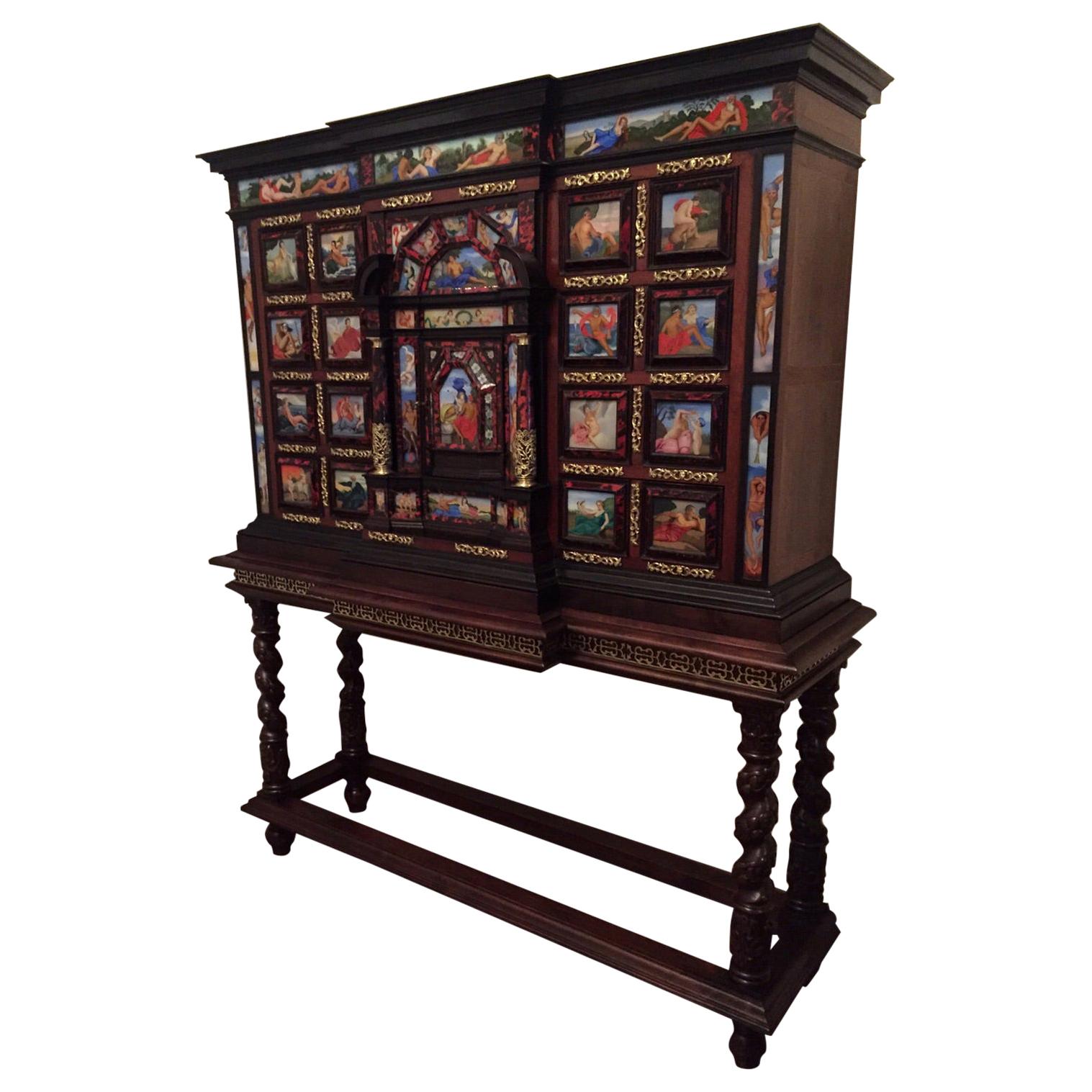 Original 18th Century Monumental Cabinet on Stand / Italian Bargueno / European For Sale