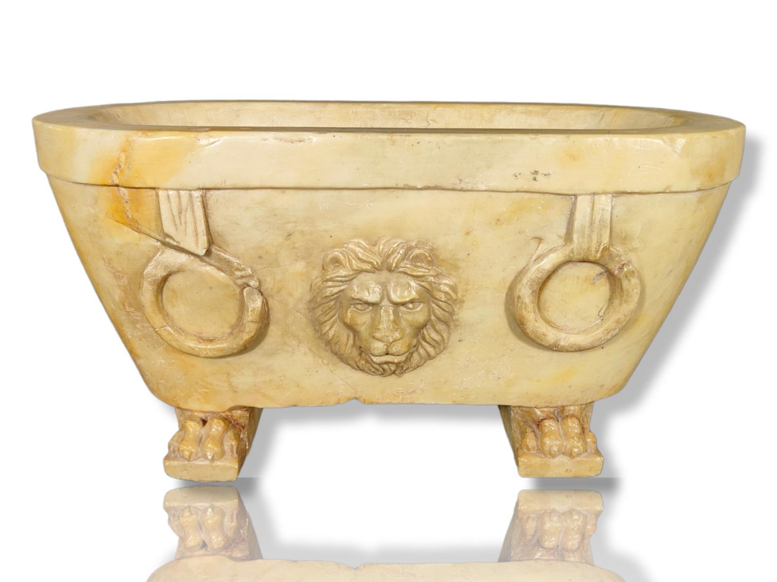 Original 18th Century Roman Marble Lion Bath     For Sale 4
