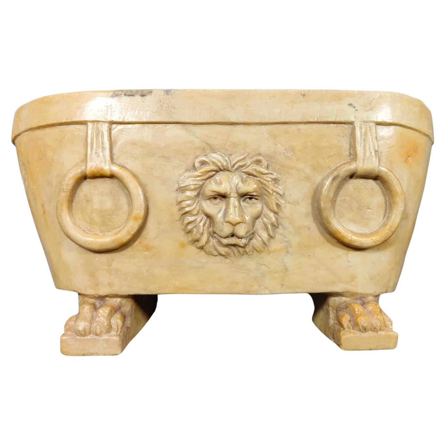 Original 18th Century Roman Marble Lion Bath     For Sale
