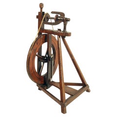 Original 18th Century Tyrolean Spinning Wheel in Walnut, Still Working