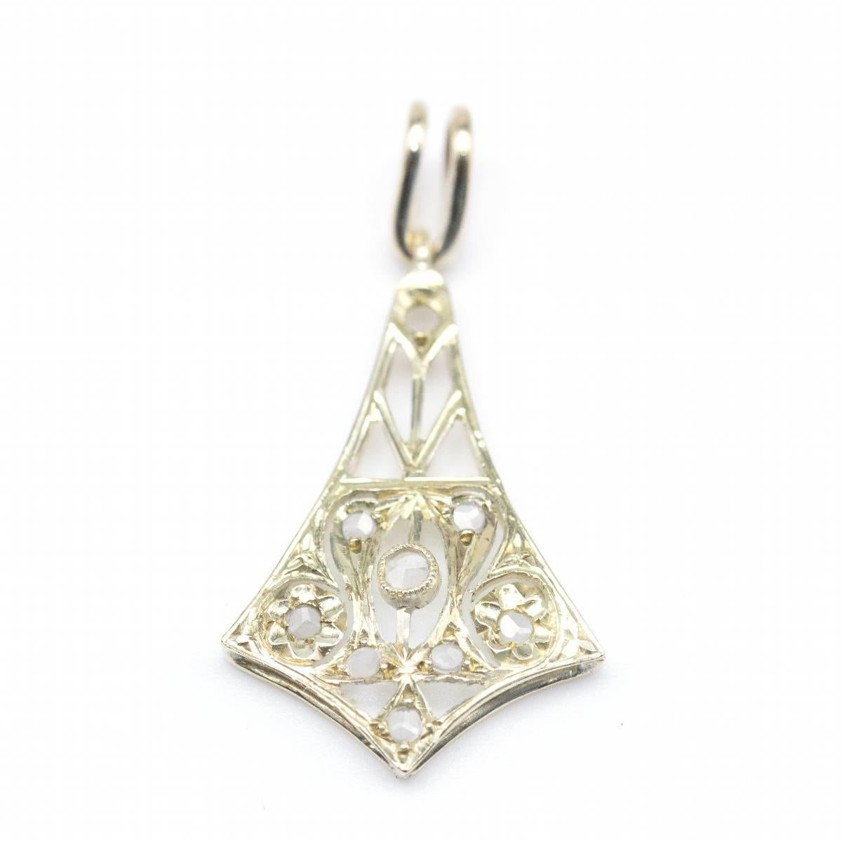 Original 1900 Anhänger aus Gelbgold und Diamanten Damen im Angebot