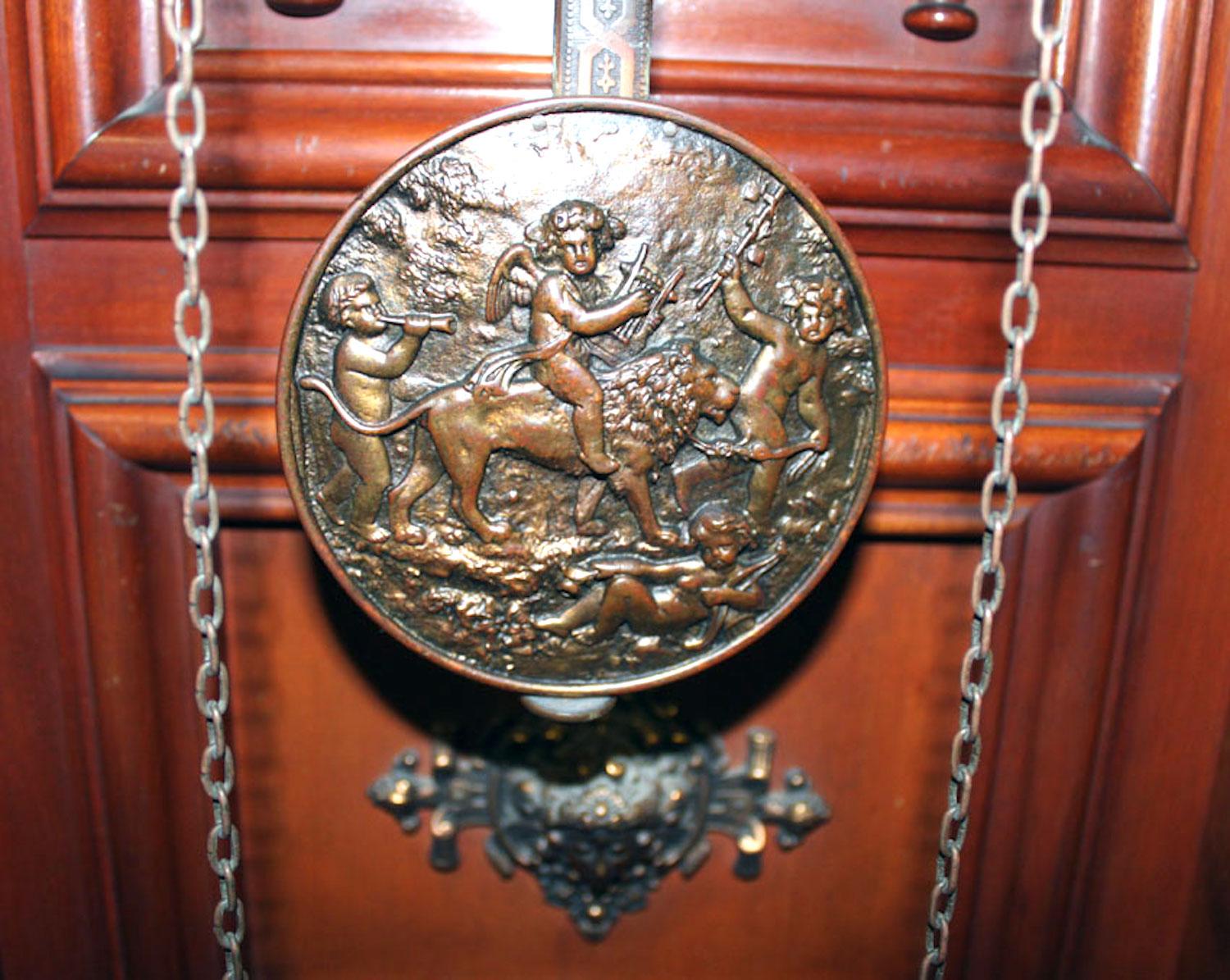 Original 1901 Ansonia Mahogany Antique Standing Brass Deco Grandfather Clock For Sale 4