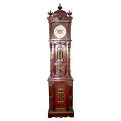 Original 1901 Ansonia Mahogany Vintage Standing Brass Deco Grandfather Clock