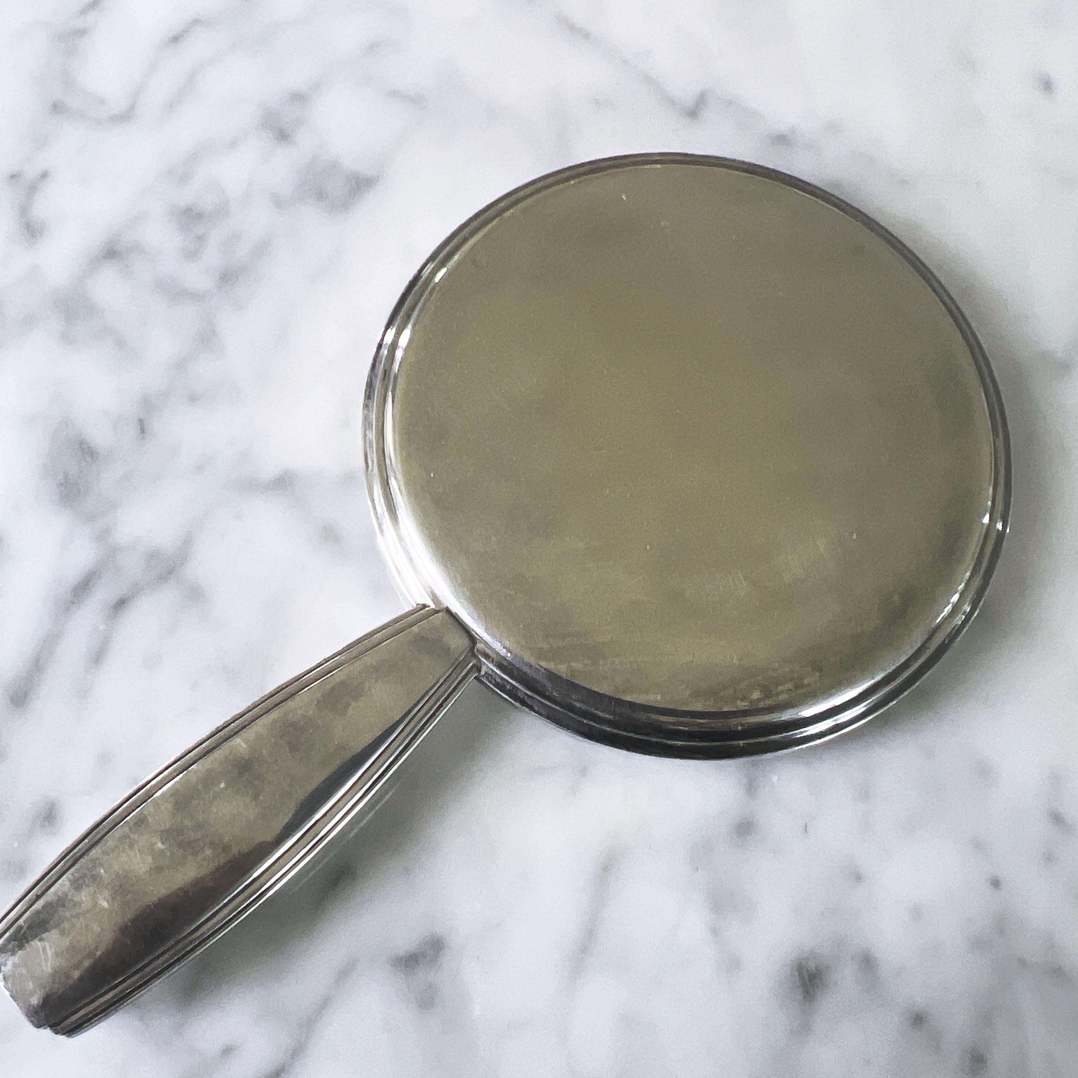 Art Deco Original 1910 Rare Wolfers Frères Bruxelles 935 Silver Vanity Mirror For Sale