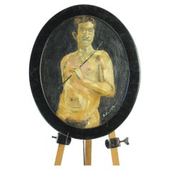 Pittura originale di uomo nudo del 1910
