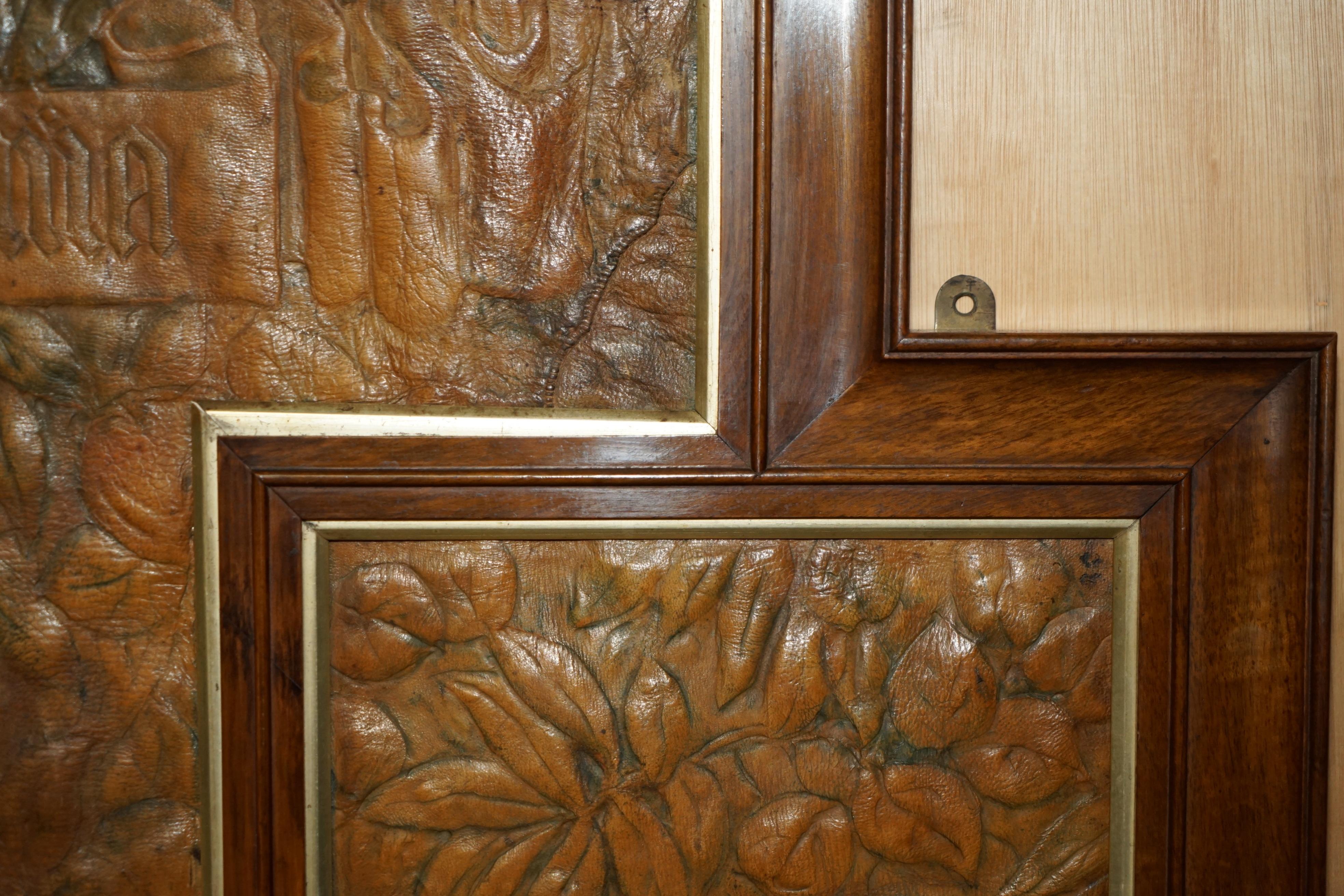 ORiGINAL 1912 ADA NEVILLE-ROLFE LEATHER EMBOSSED ART NOUVEAU HARDWOOD WALL PANEL im Angebot 7