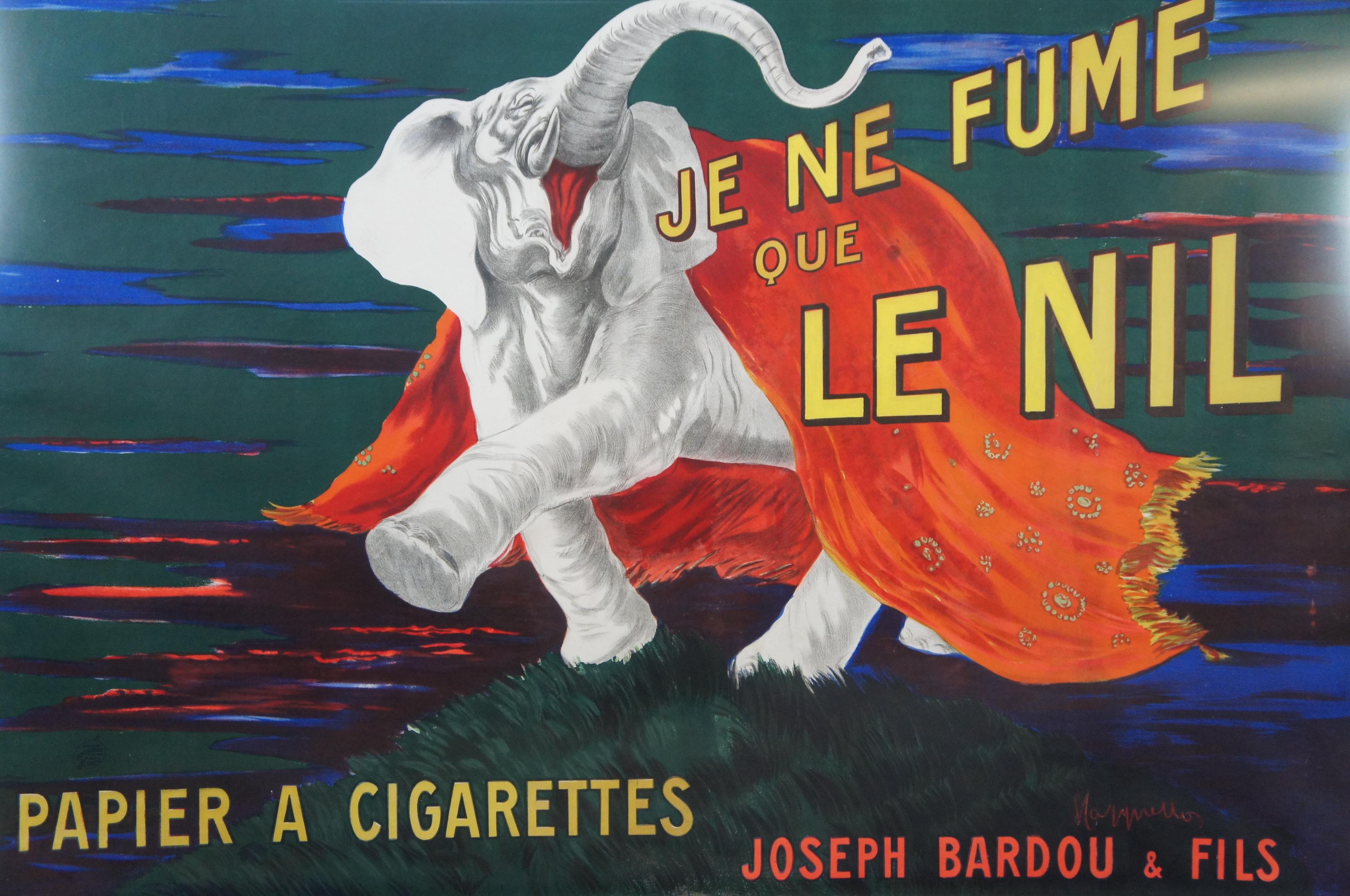 Début du 20ème siècle Affiche originale de 1912 Cappiello Leonetto Je Ne Fume Que Le Nil, fumant des cigares