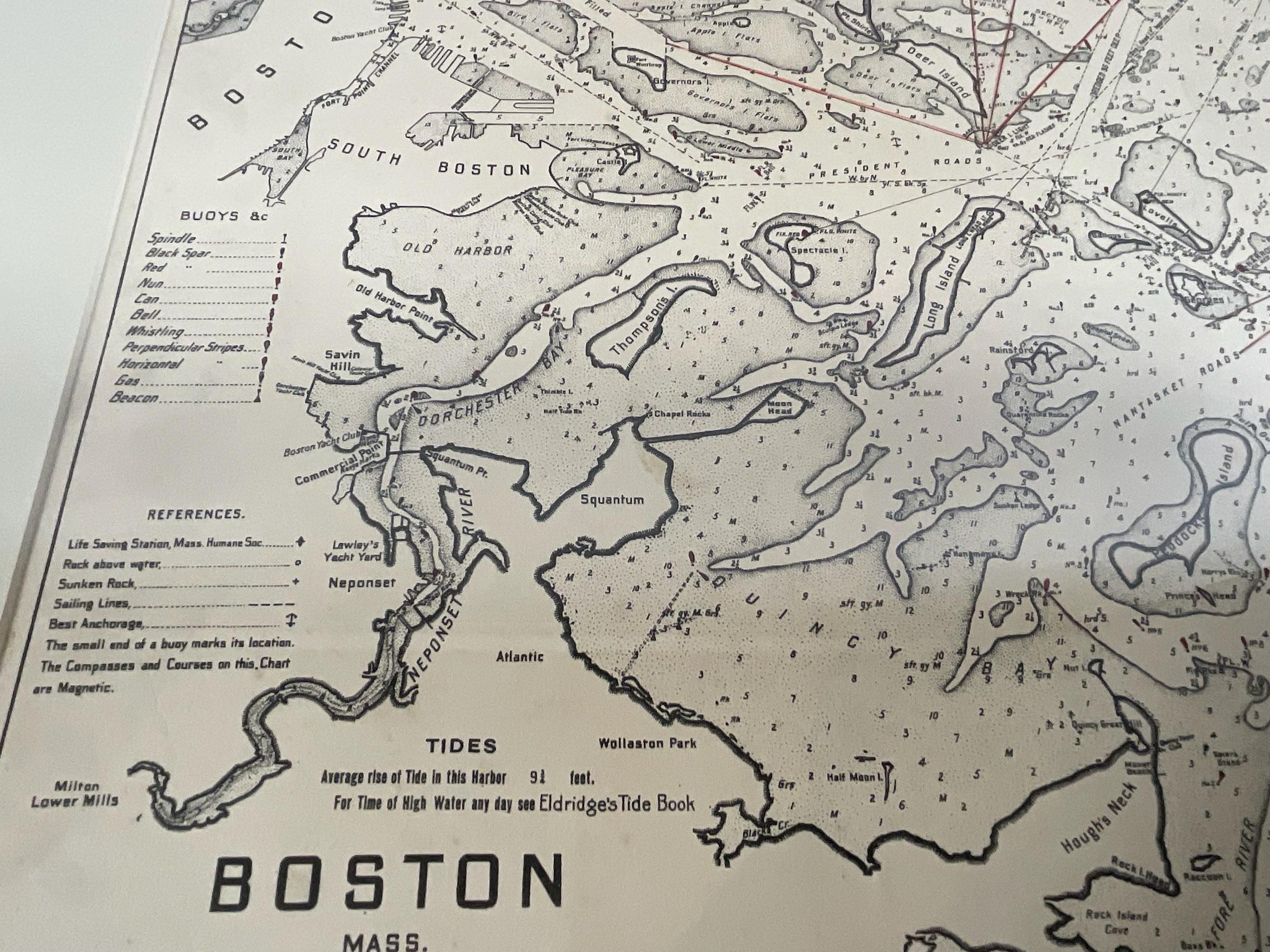 Original 1913 Chart of Boston Harbor 5