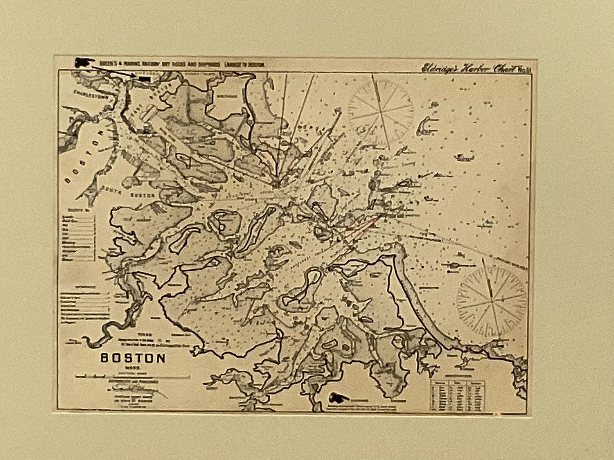 Early 20th Century Original 1913 Chart of Boston Harbor