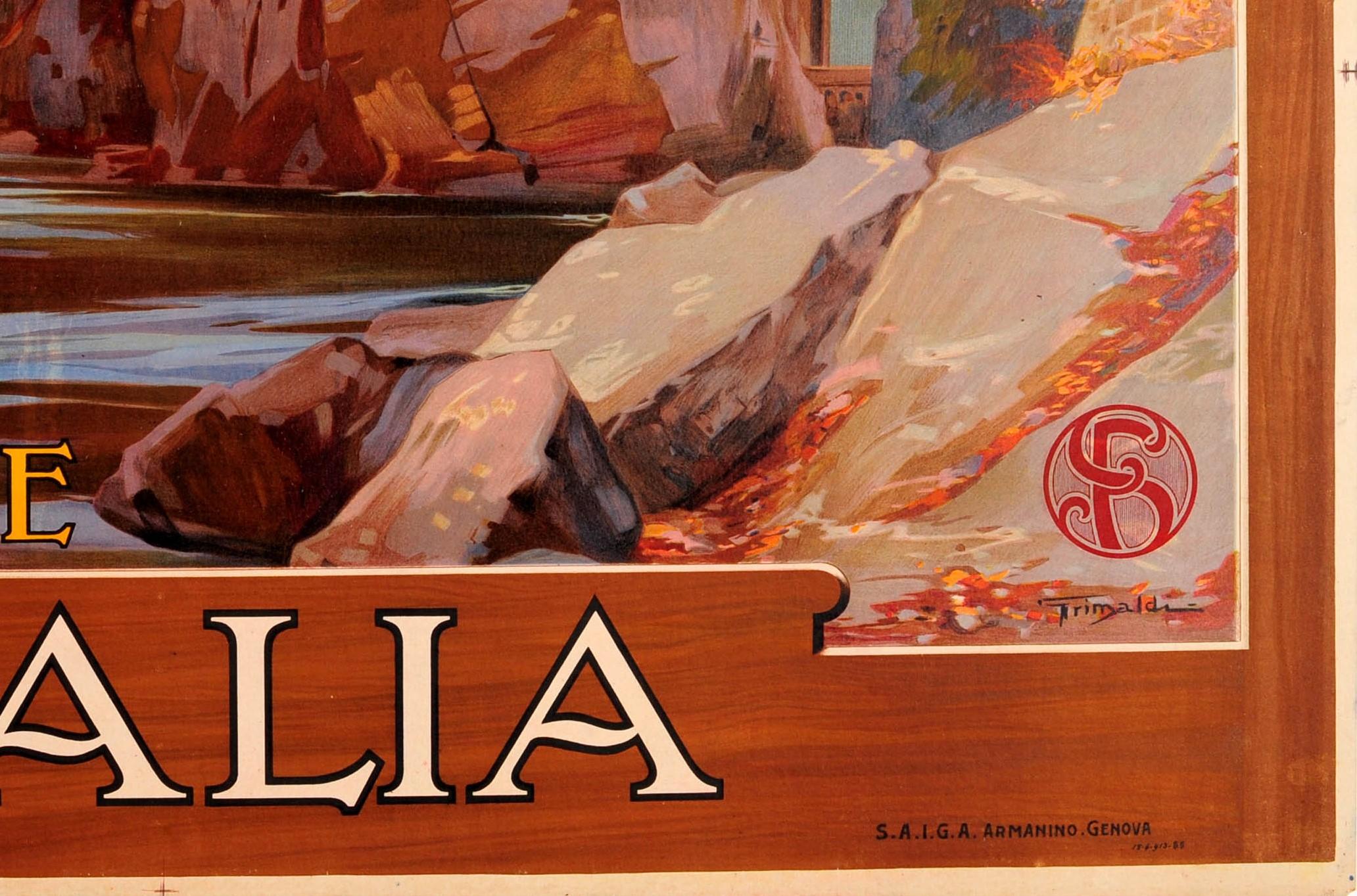 Antikes Eisenbahn-Poster, Oritinal, Castello Di Paraggi,  Italienm, „Riviera Ligure“ im Zustand „Gut“ im Angebot in London, GB