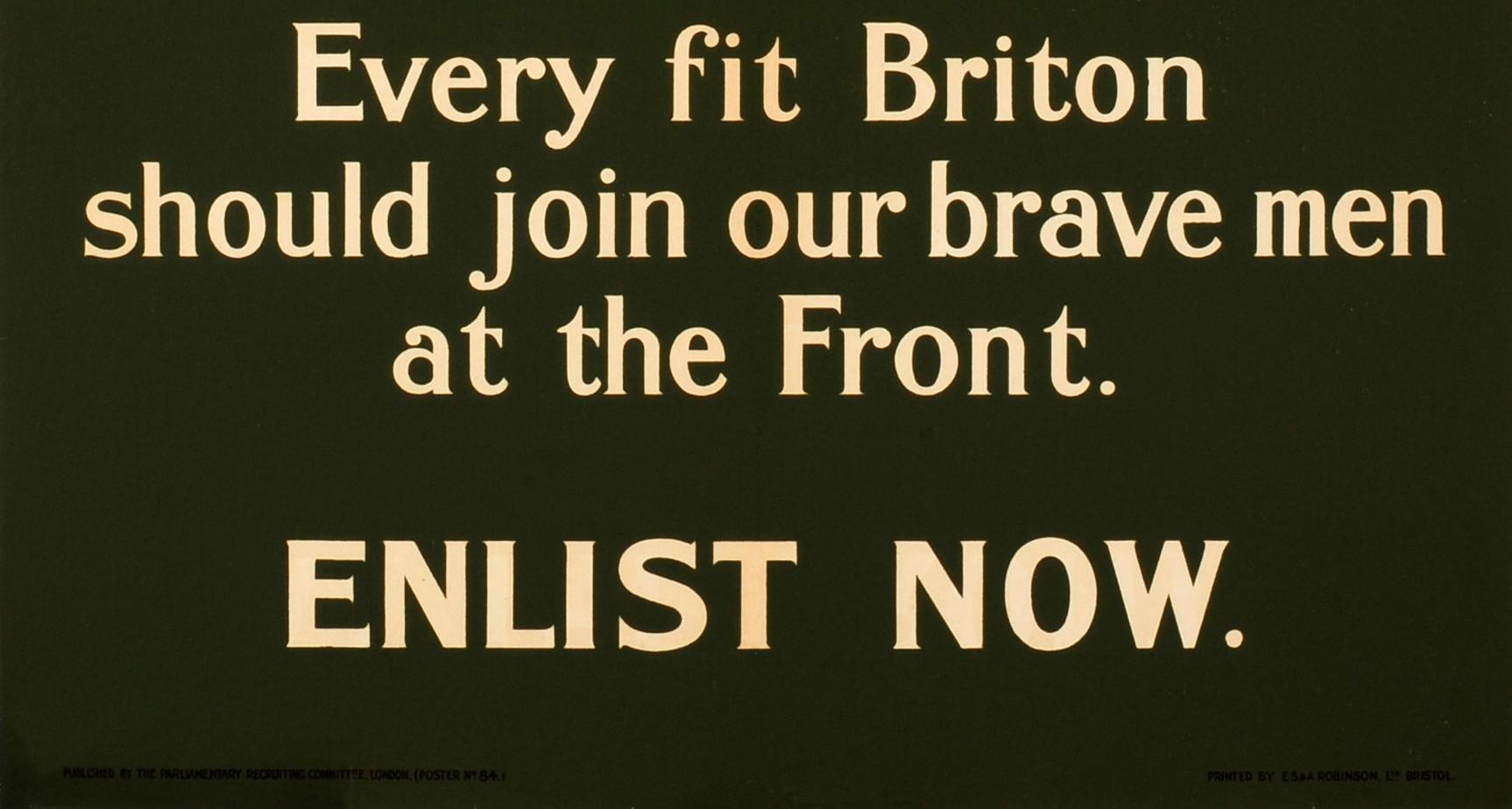 Original WWI-Rekrutierungsplakat „At The Front“ aus dem Jahr 1915 Jeder Fit Briton sollte sich anschließen (Frühes 20. Jahrhundert) im Angebot