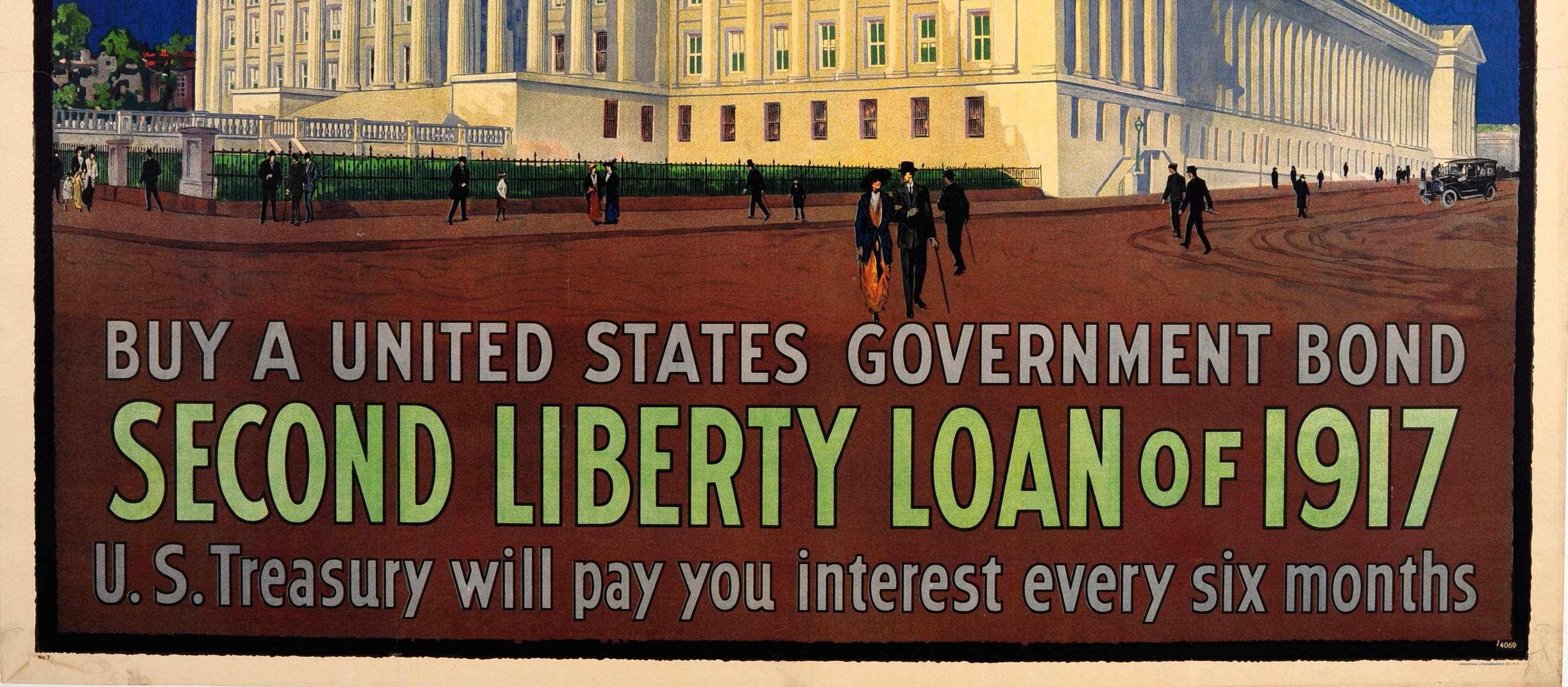 Early 20th Century Original 1917 World War One Poster 2nd Liberty Loan US Treasury Government Bond