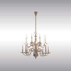 Original 1920 Austro Hungary Baroque-Flemish Style Chandelier, Chrome Plated