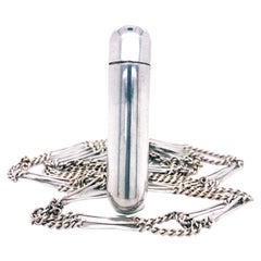 Original 1920 Silver Perfume Flask Pendant and Long Chain
