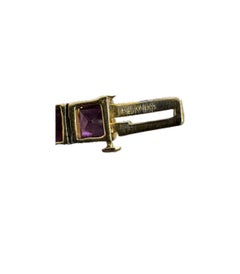 Original 1920s Art Deco 18K Gold French Cut Rhodolite Garnet Bracelet