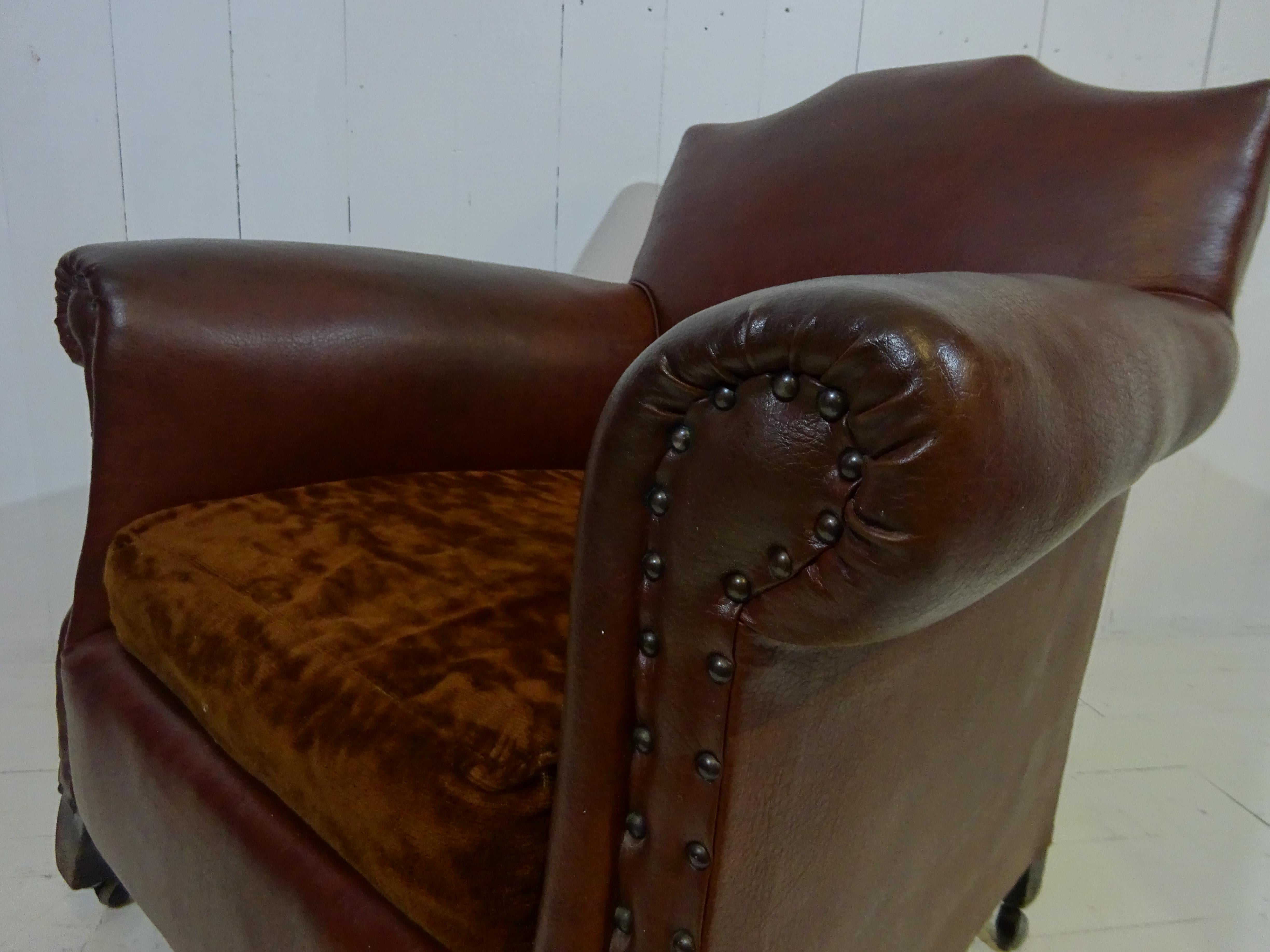 faux leather club chair