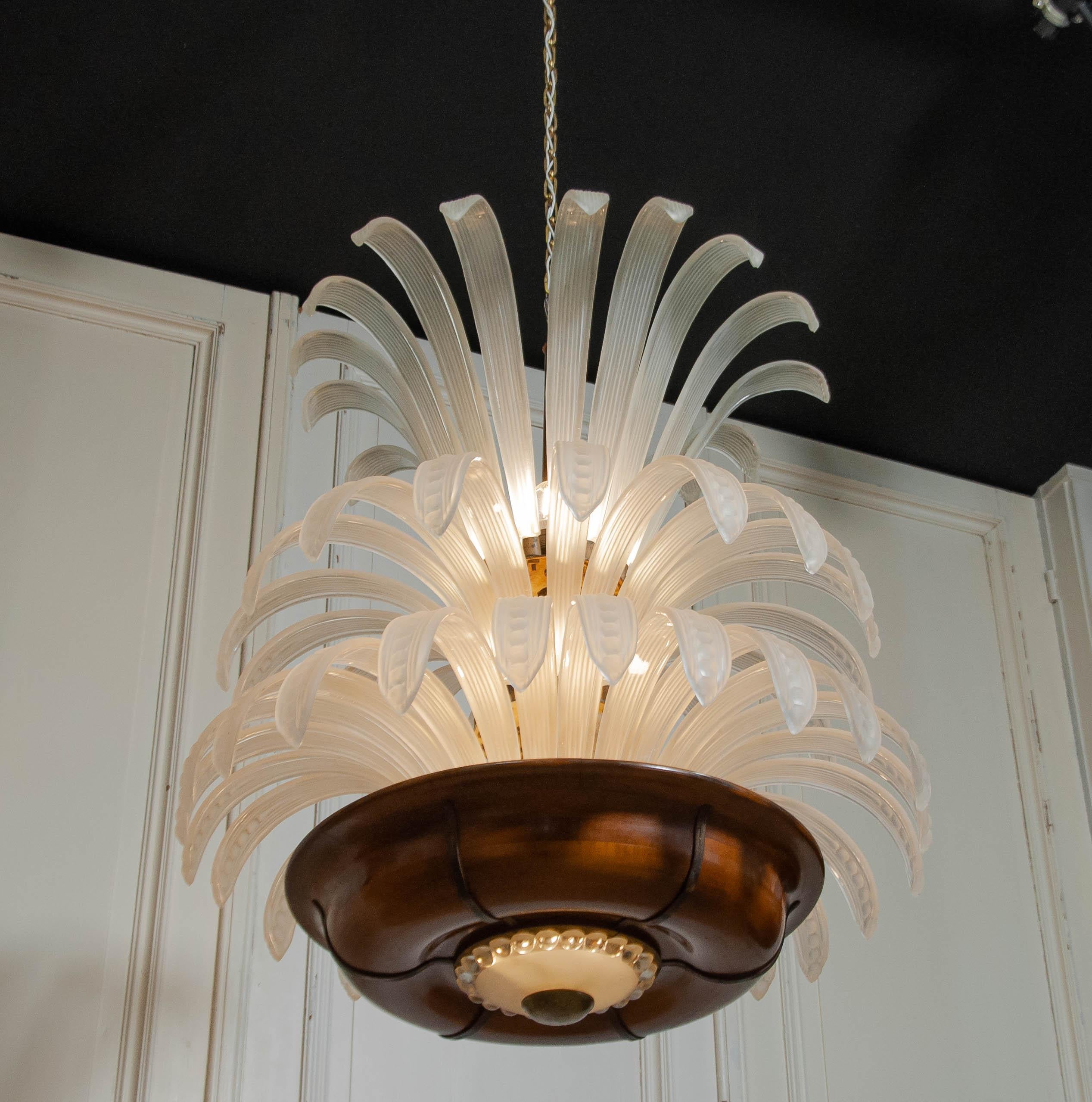 Original 1920er Art Deco Palm Kronleuchter - Hollywood Regency im Angebot 4