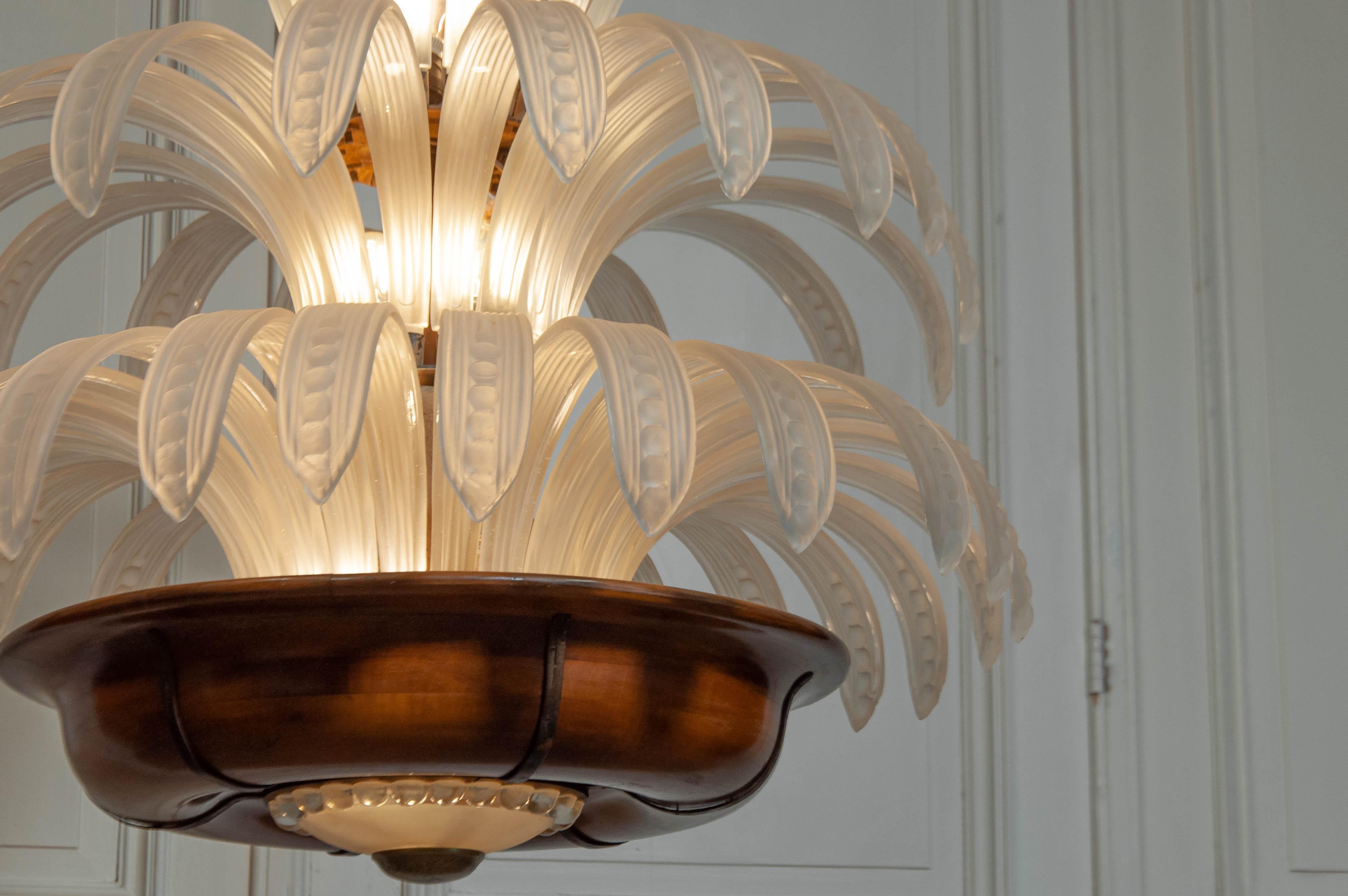 Original 1920er Art Deco Palm Kronleuchter - Hollywood Regency im Angebot 5