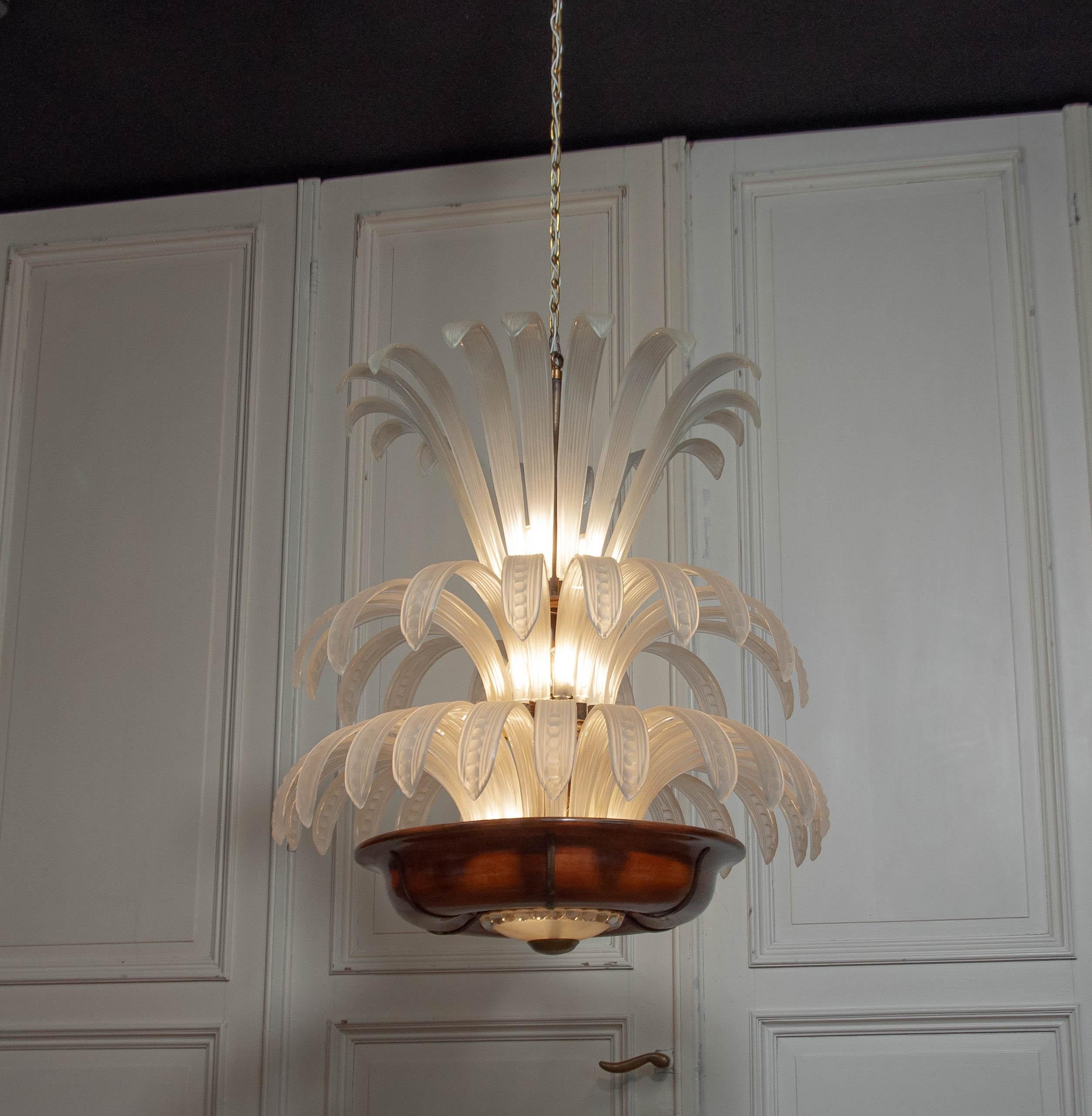 Original 1920er Art Deco Palm Kronleuchter - Hollywood Regency im Angebot 6