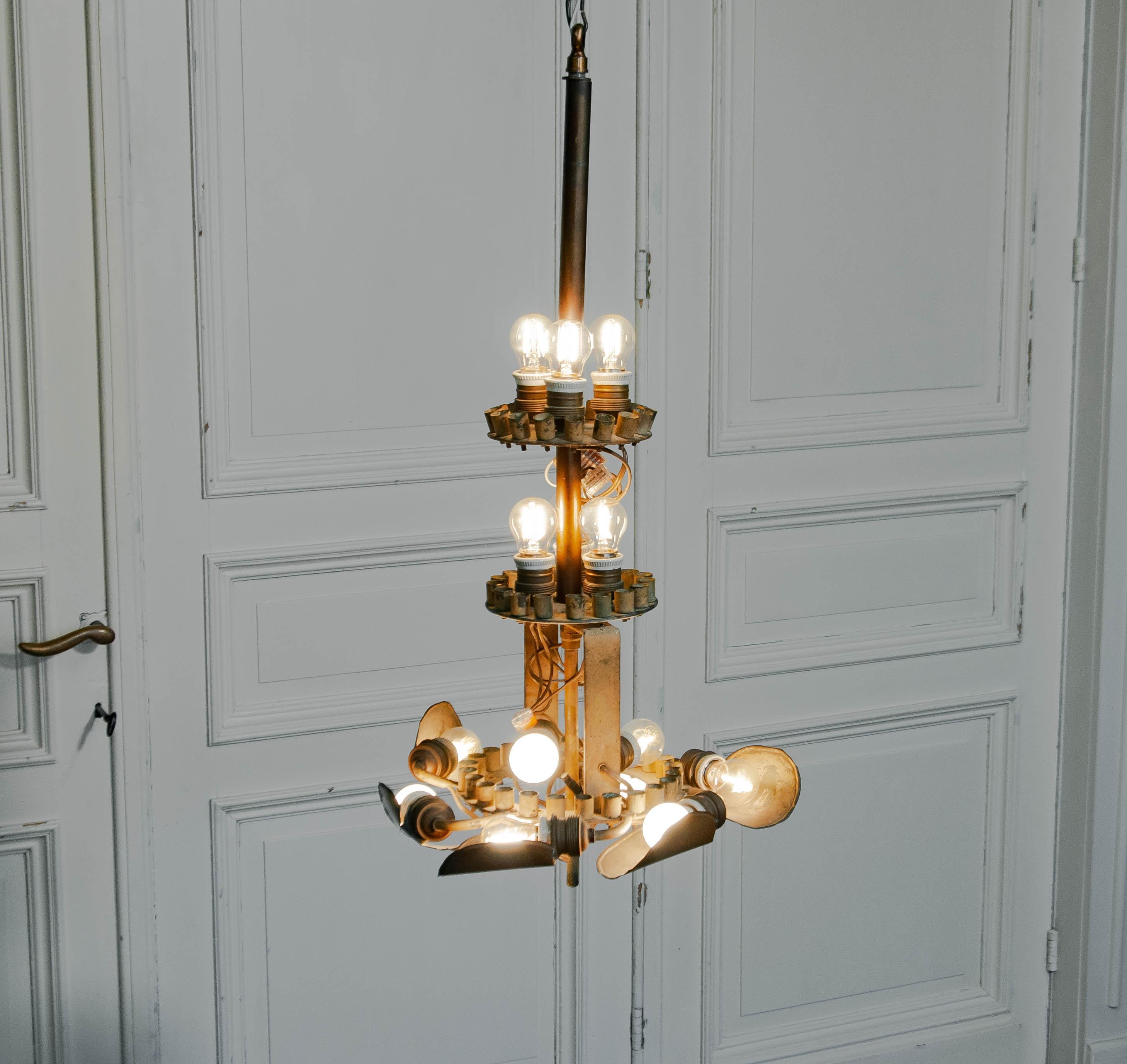 Original 1920er Art Deco Palm Kronleuchter - Hollywood Regency im Angebot 7