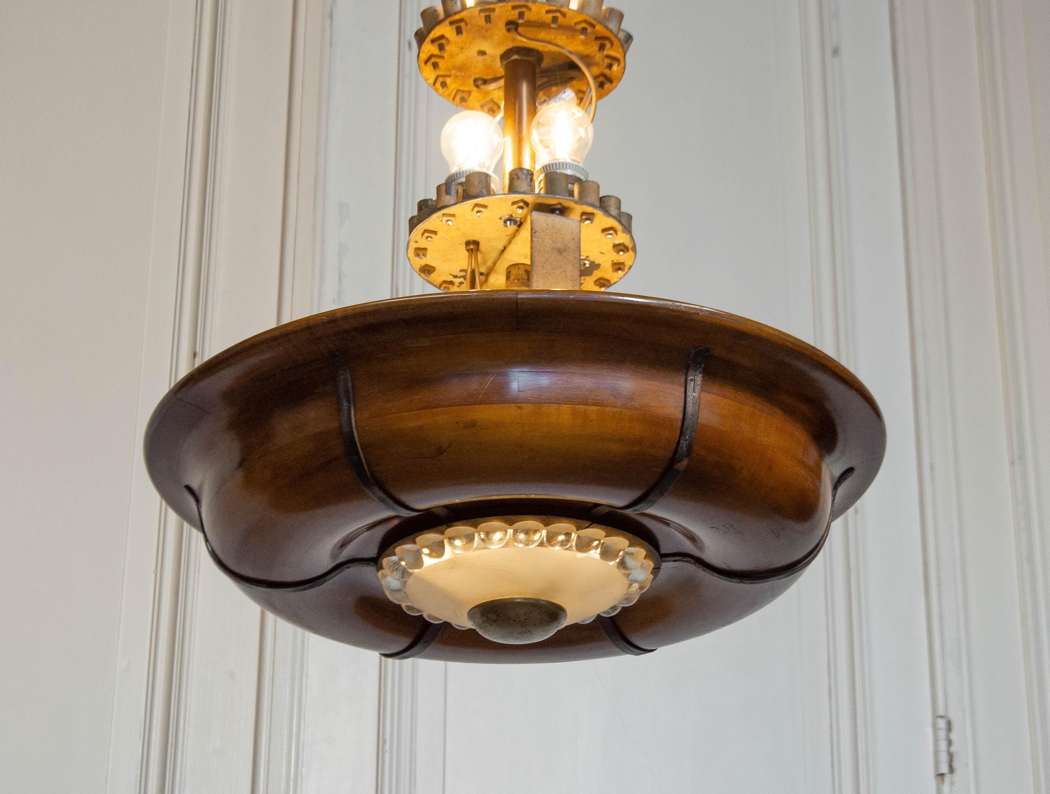 Original 1920er Art Deco Palm Kronleuchter - Hollywood Regency im Angebot 11