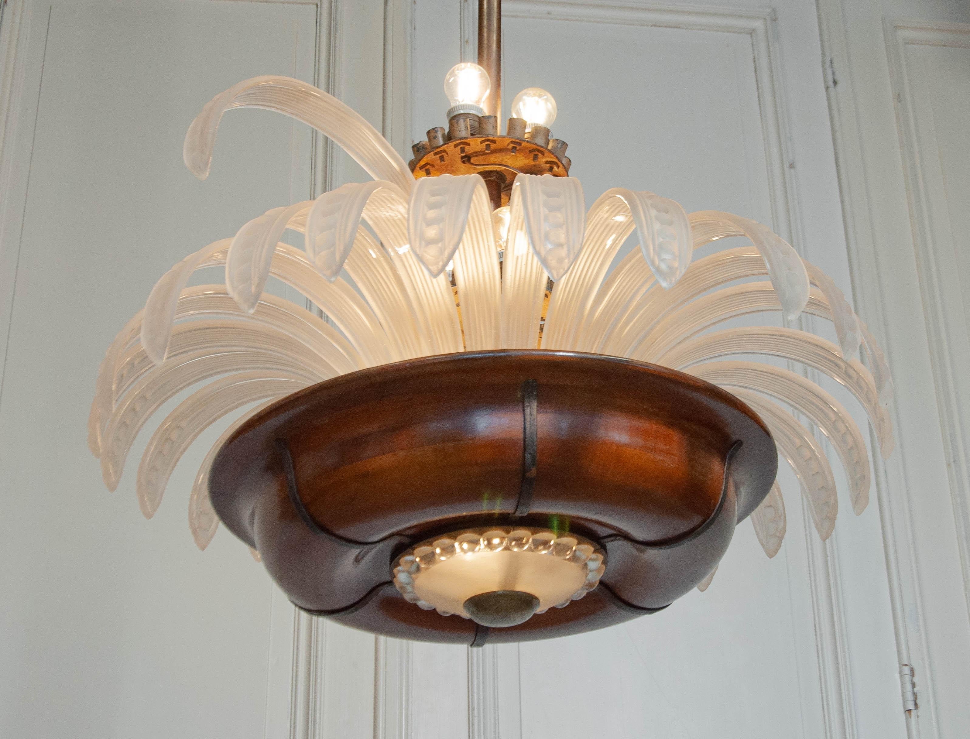 Original 1920er Art Deco Palm Kronleuchter - Hollywood Regency im Angebot 12