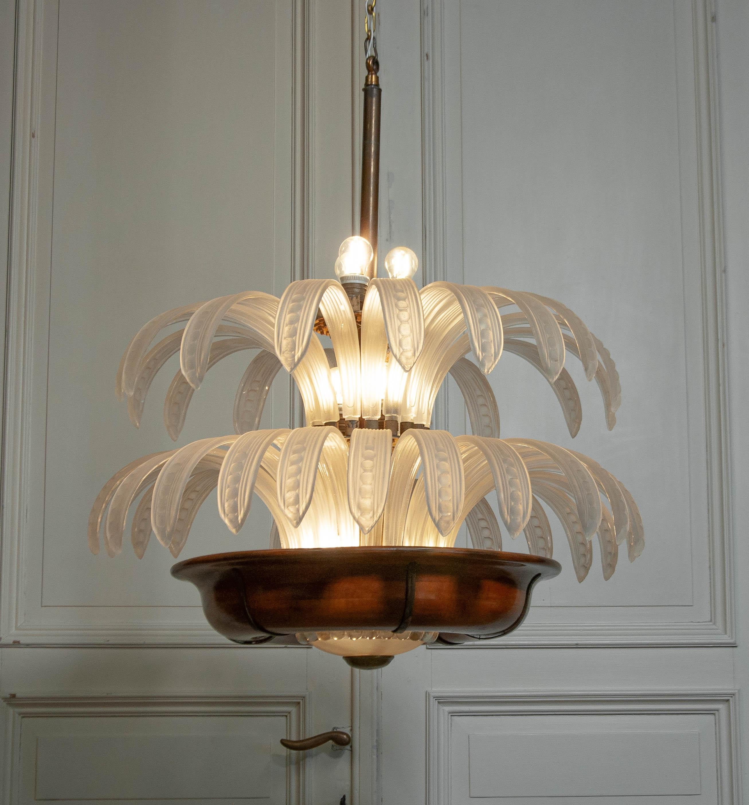 Original 1920er Art Deco Palm Kronleuchter - Hollywood Regency im Angebot 13