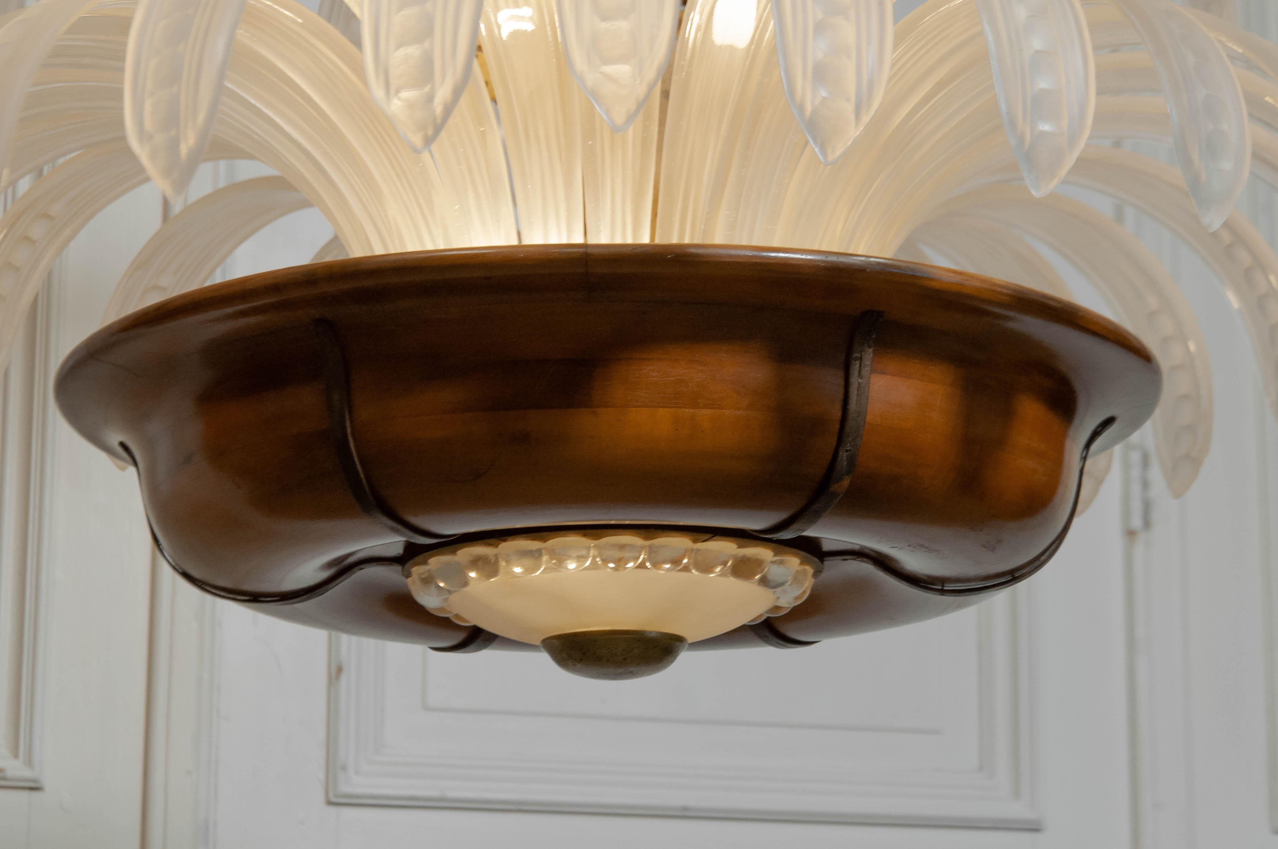 Original 1920er Art Deco Palm Kronleuchter - Hollywood Regency im Zustand „Gut“ im Angebot in Silvolde, Gelderland