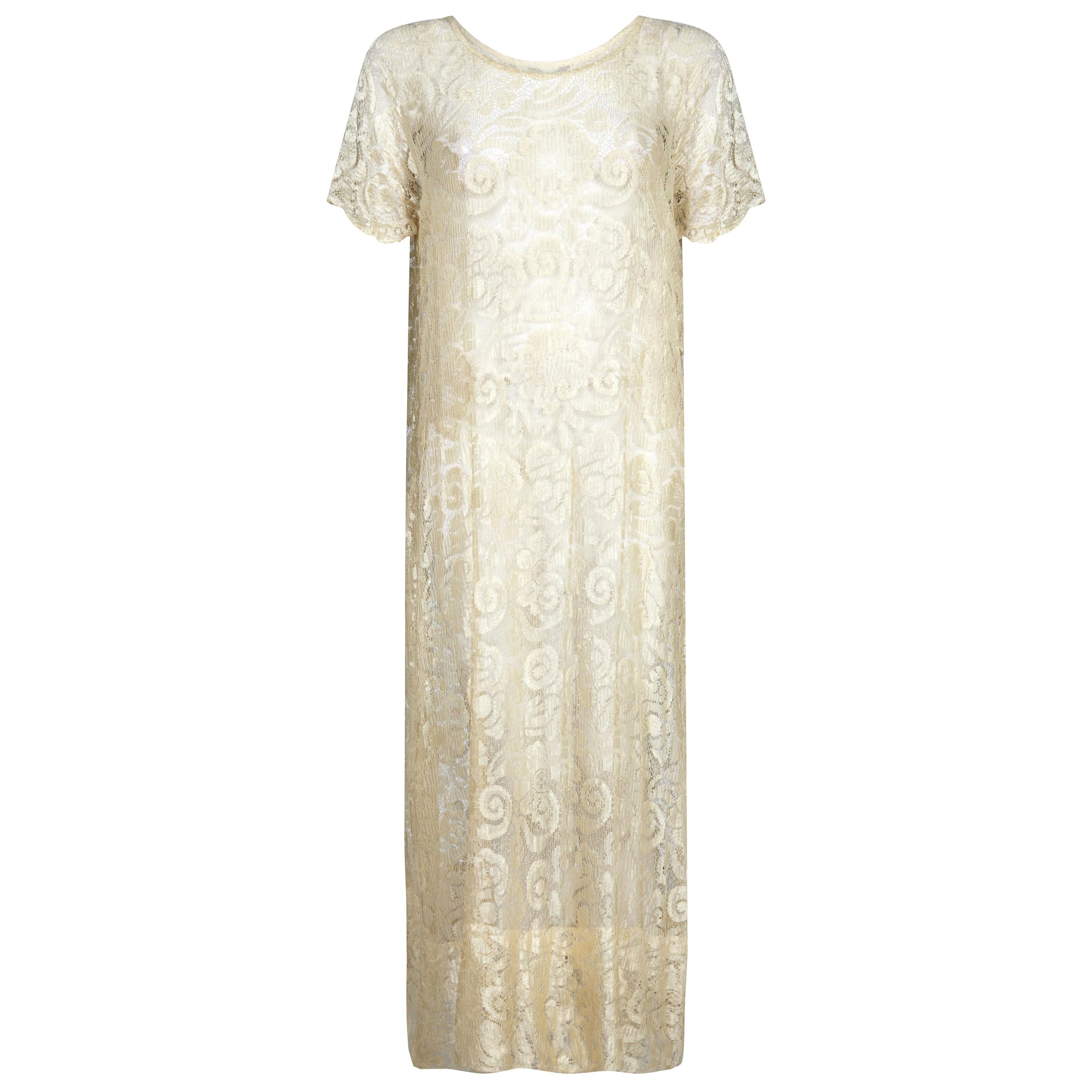 cream 1920s dress