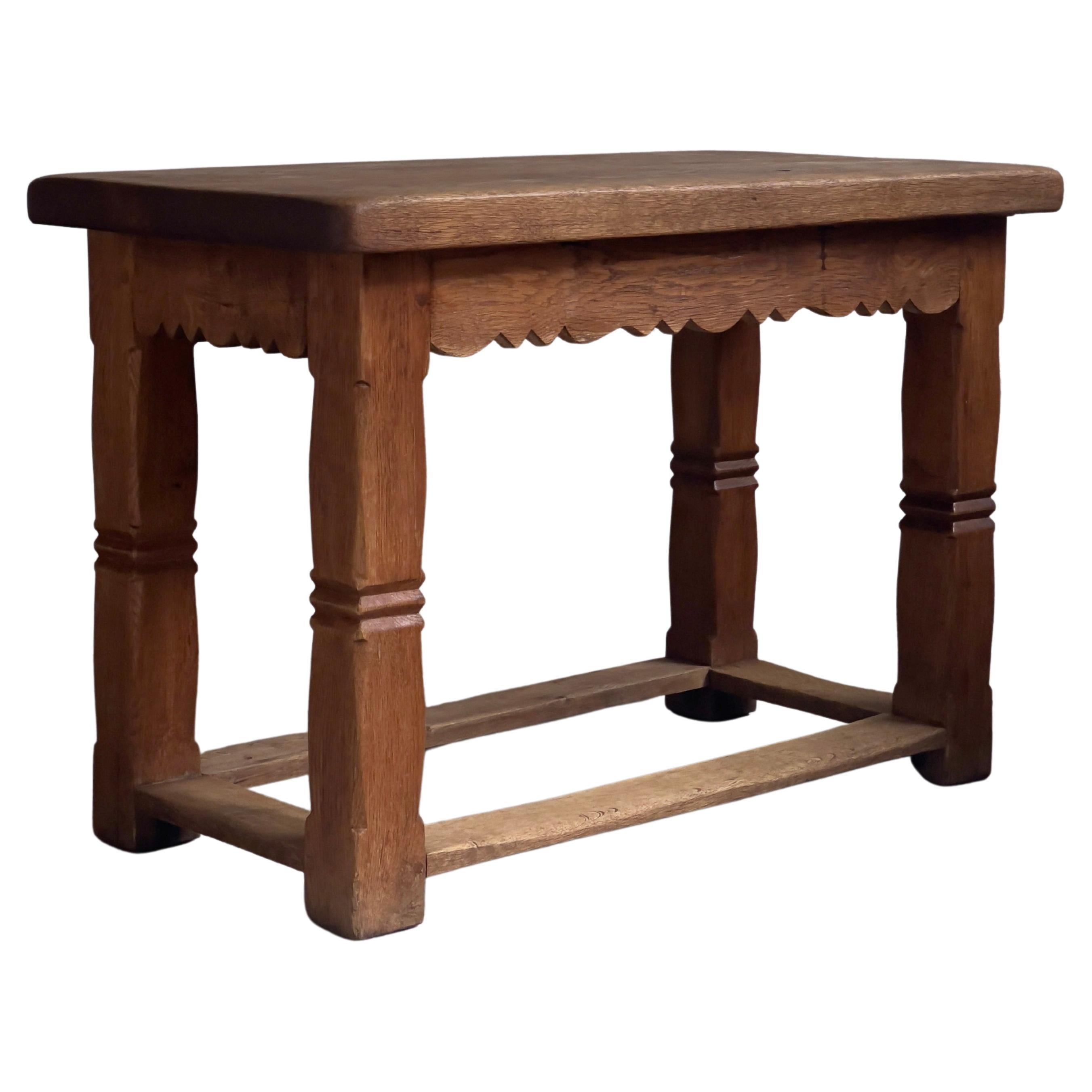 Original 1920s French Console Table in Patinated Solid Oak