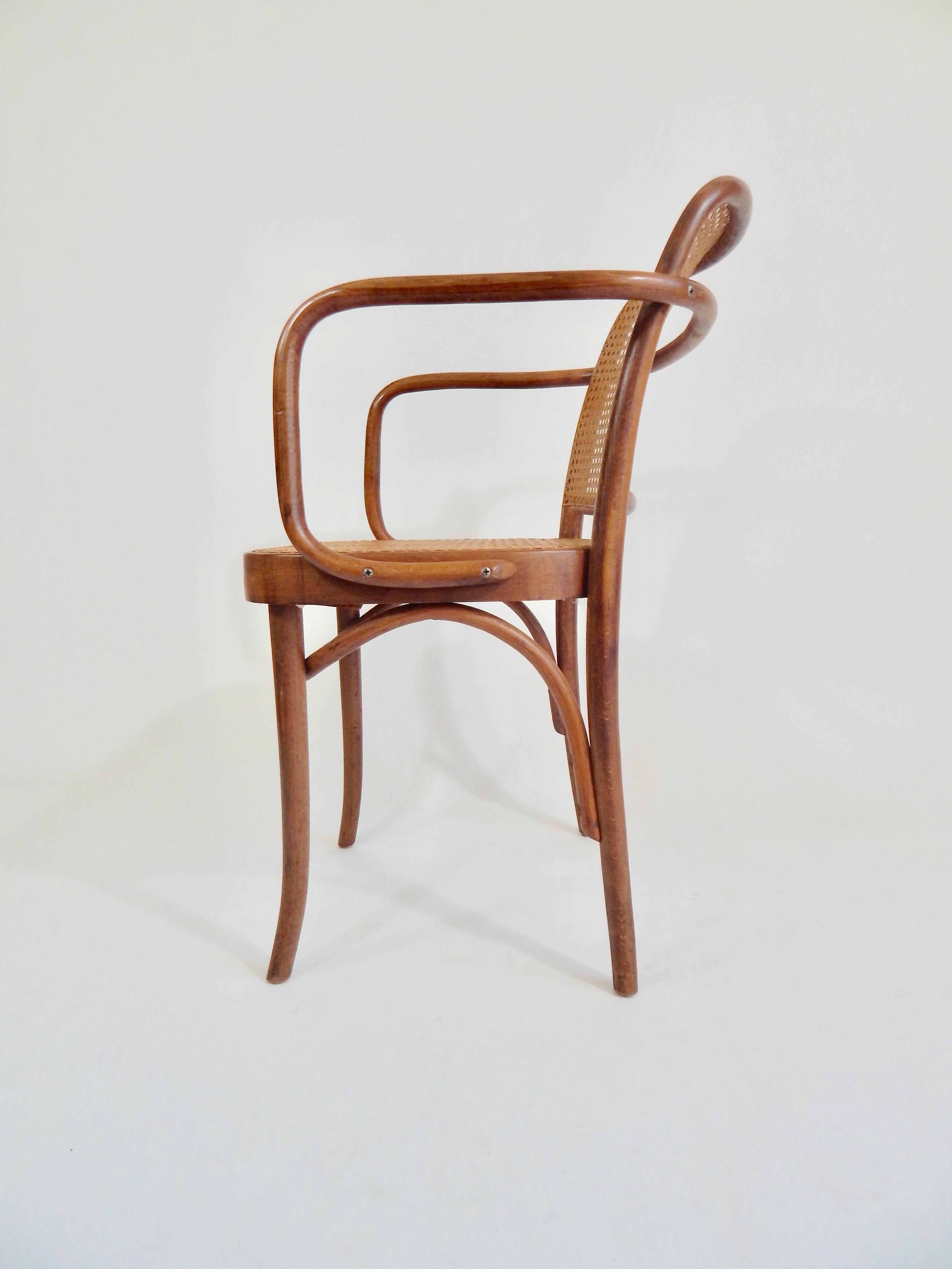 Caning Original 1920s Josef Hoffmann Thonet Bentwood Cane Chairs, Poland