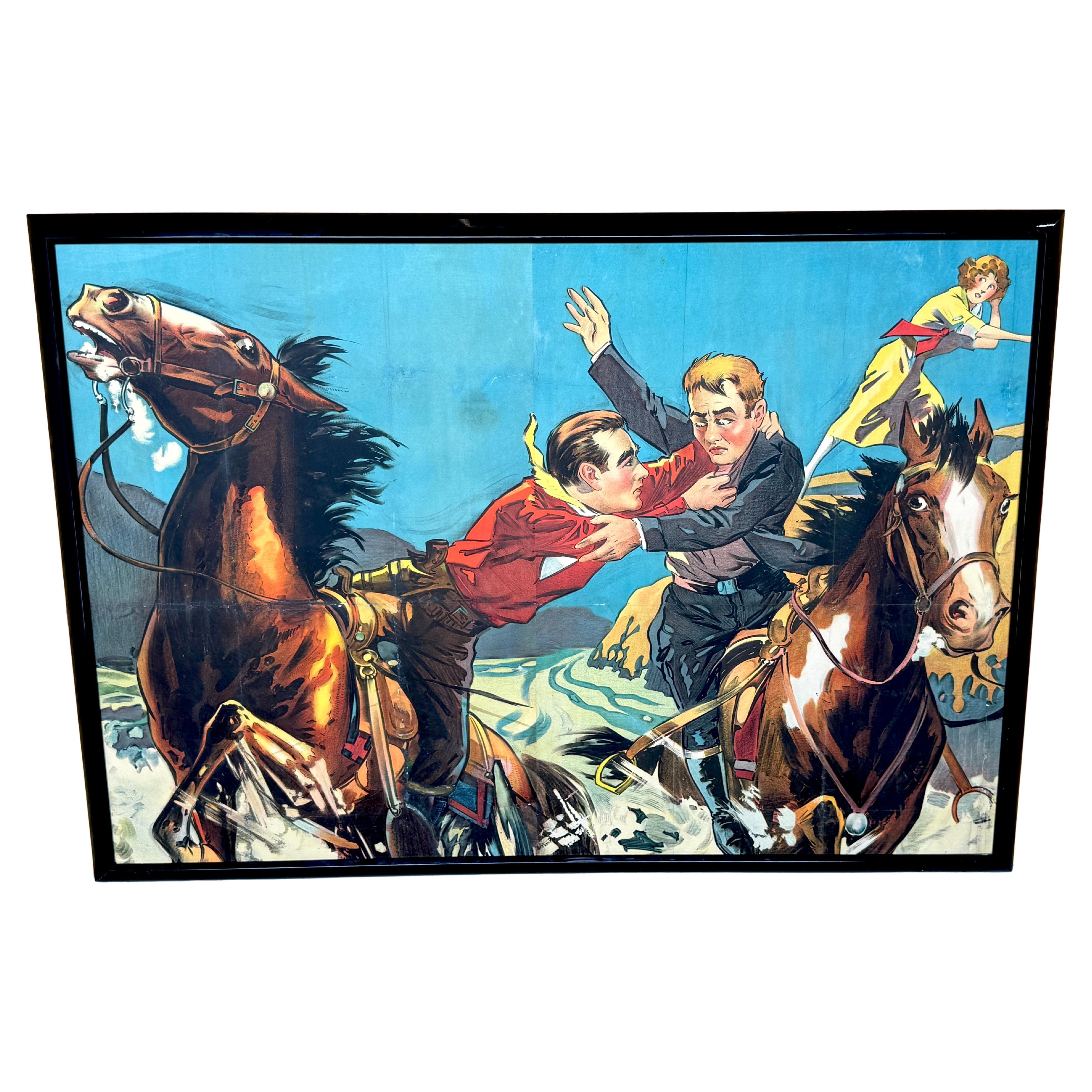 Original 1920s Tom Mix Silent Film Poster Fragment
Later Black Lacquer Frame 63 w x 45