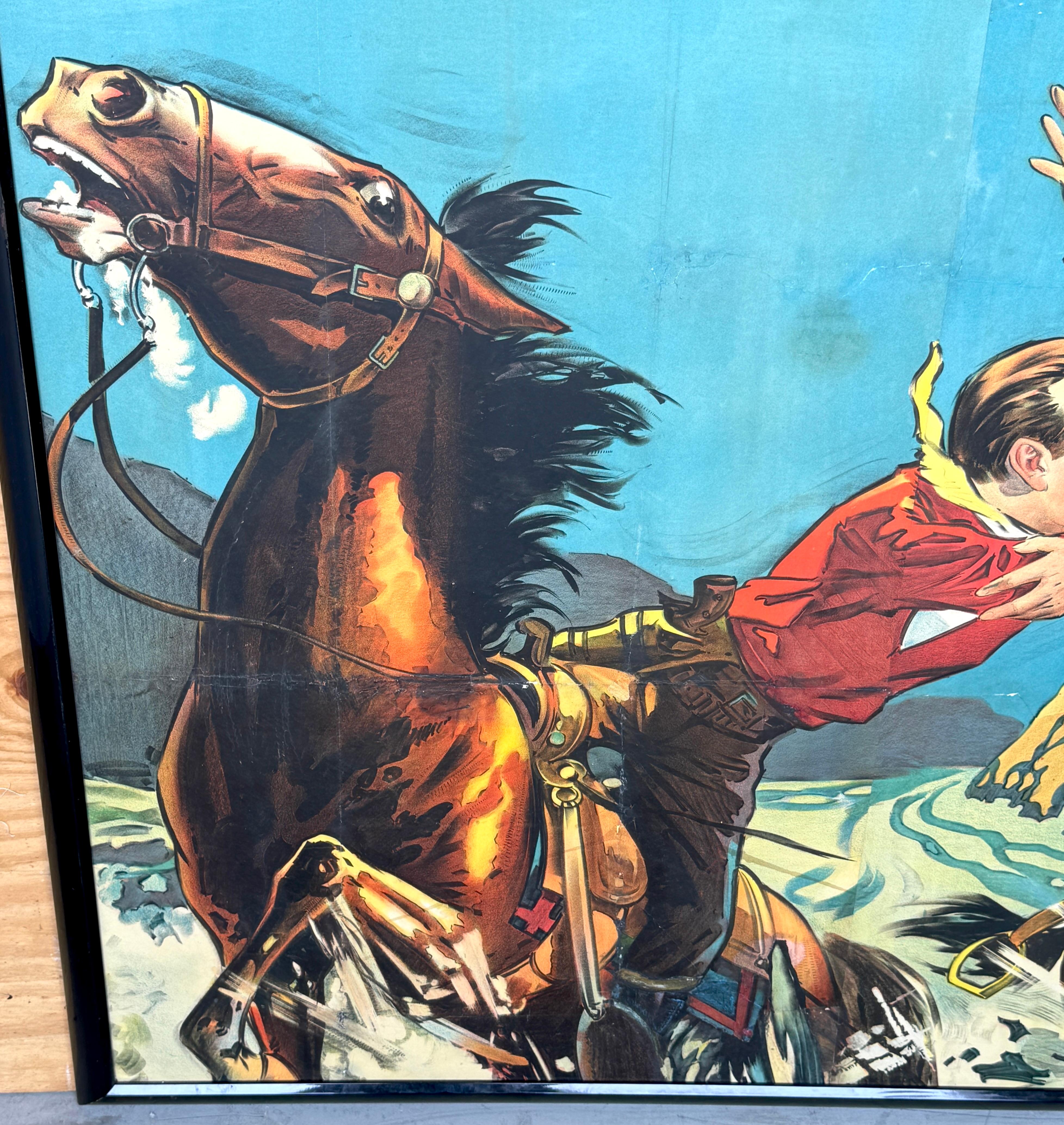 Art Deco Original 1920s Tom Mix Silent Film Poster Fragment For Sale