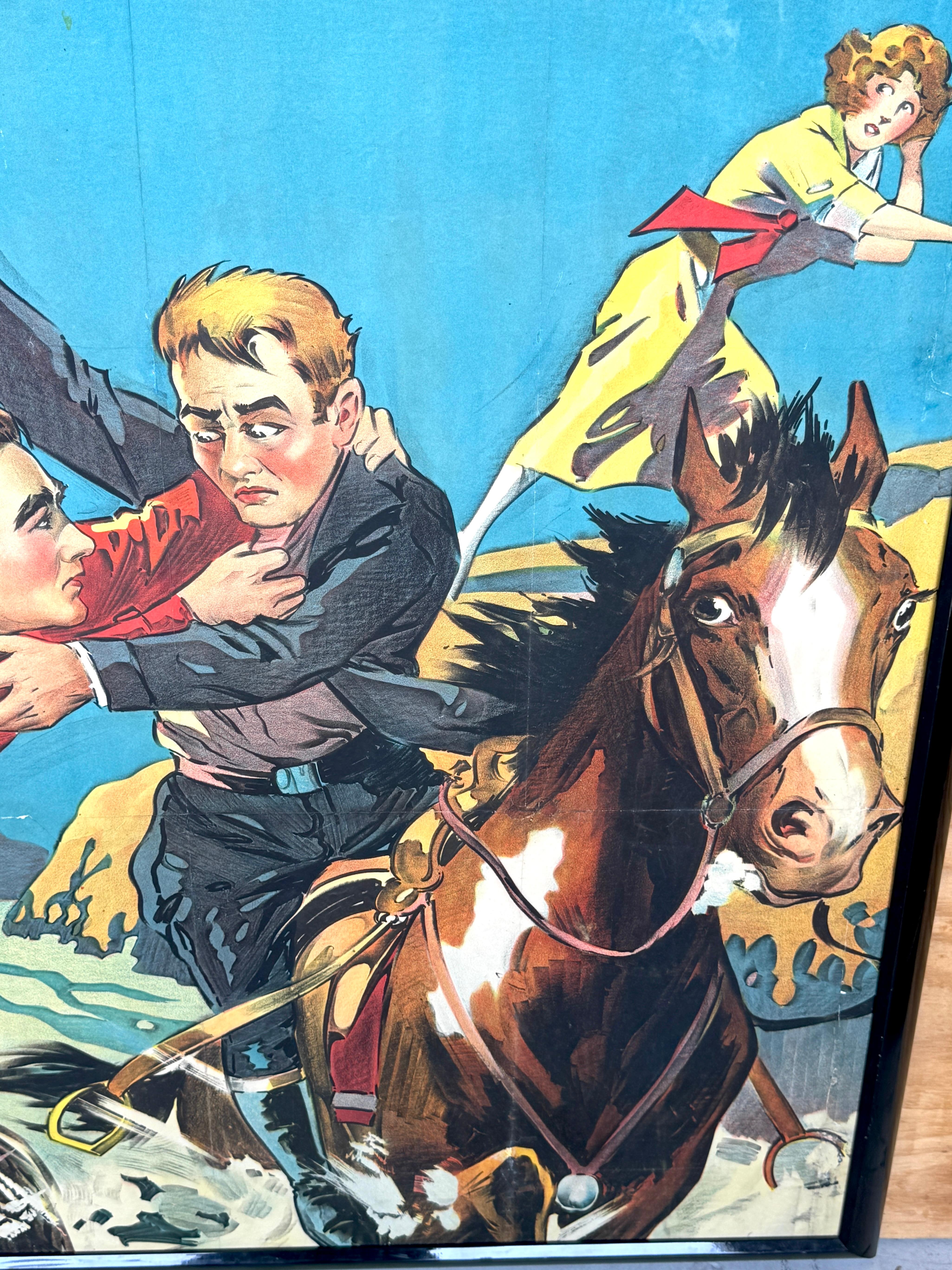 Original 1920s Tom Mix Silent Film Poster Fragment In Good Condition For Sale In West Palm Beach, FL